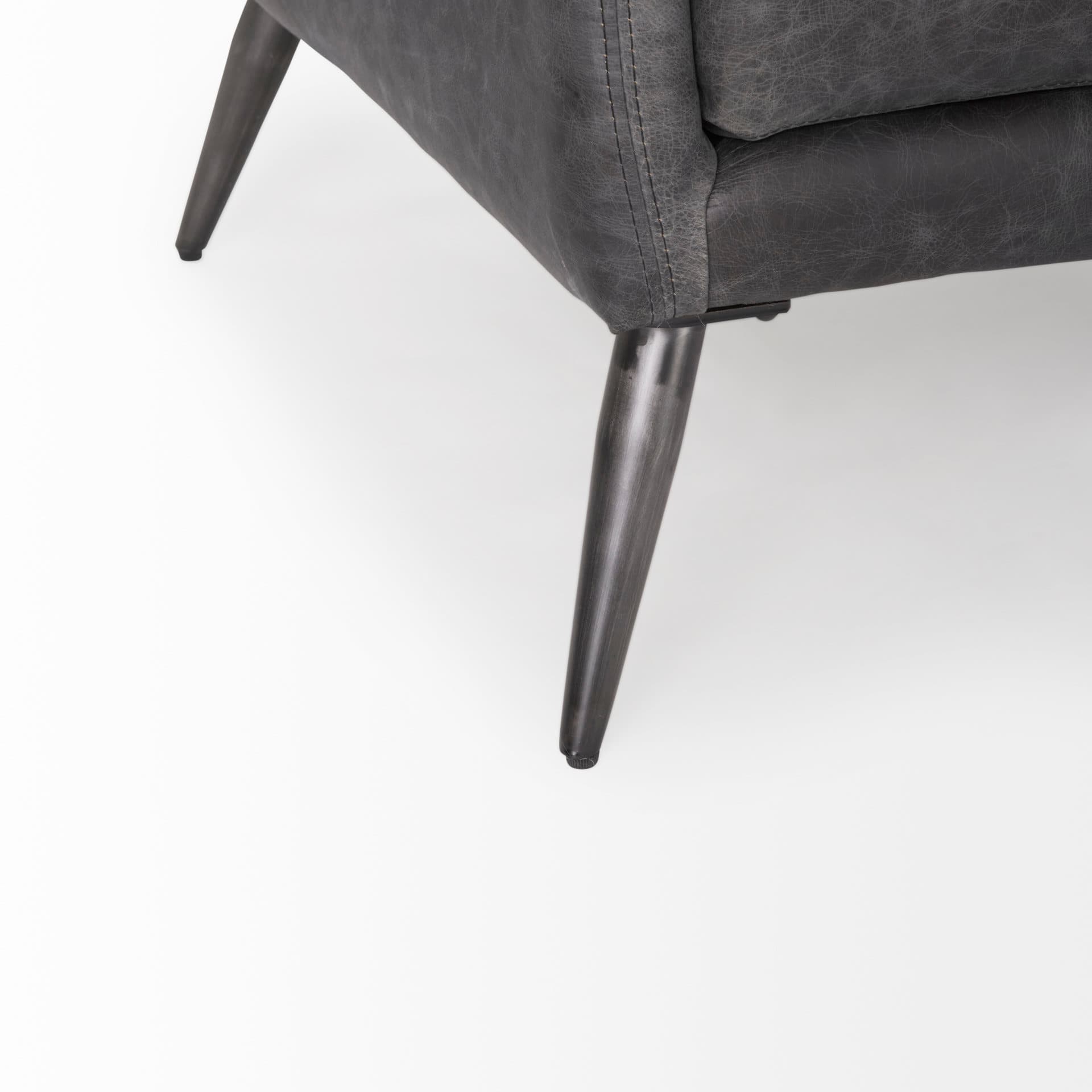 Cochrane 82L x 33W x 32.3 Black Leather Three Seater Sofa — product photograph