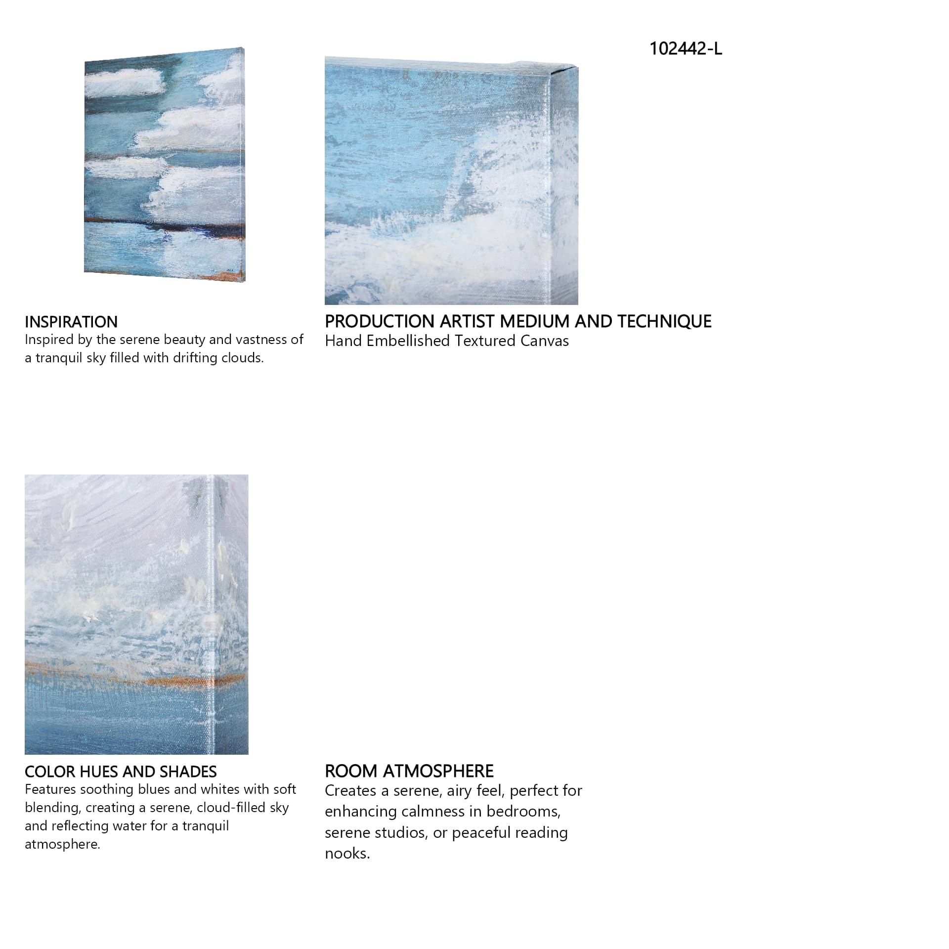 Cloud Bay II by Mercana Studio a Hand Embellished Textured Canvas — in a styled room