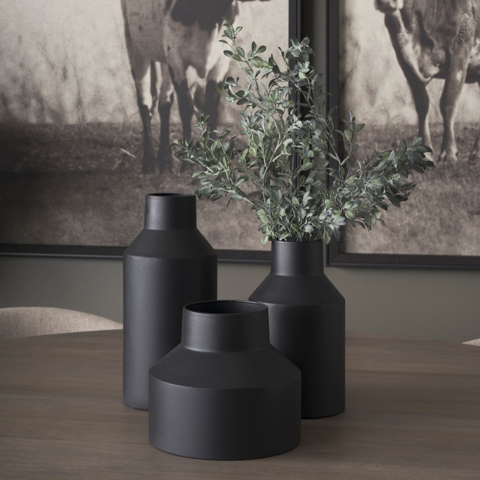 Tosca Medium Matte Black Metal Vase — product photograph
