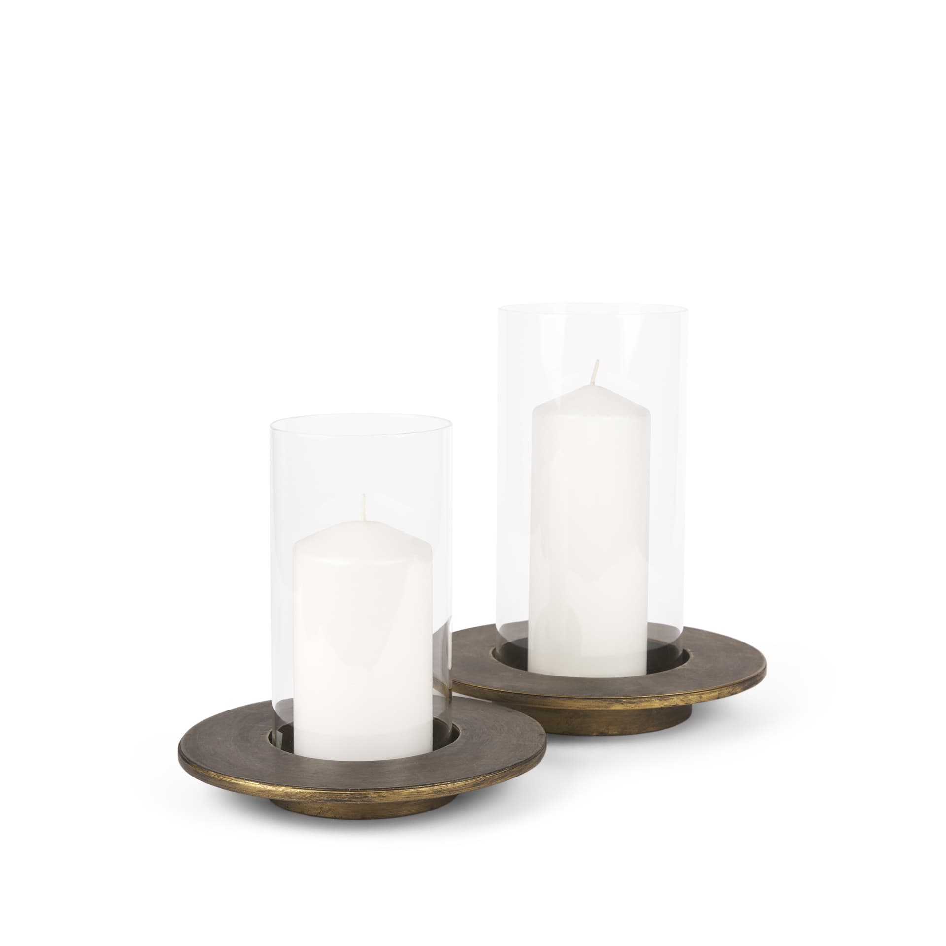Vivian Gold Metal and Glass Hurricane Candle Holder (Set of 2) — product photograph