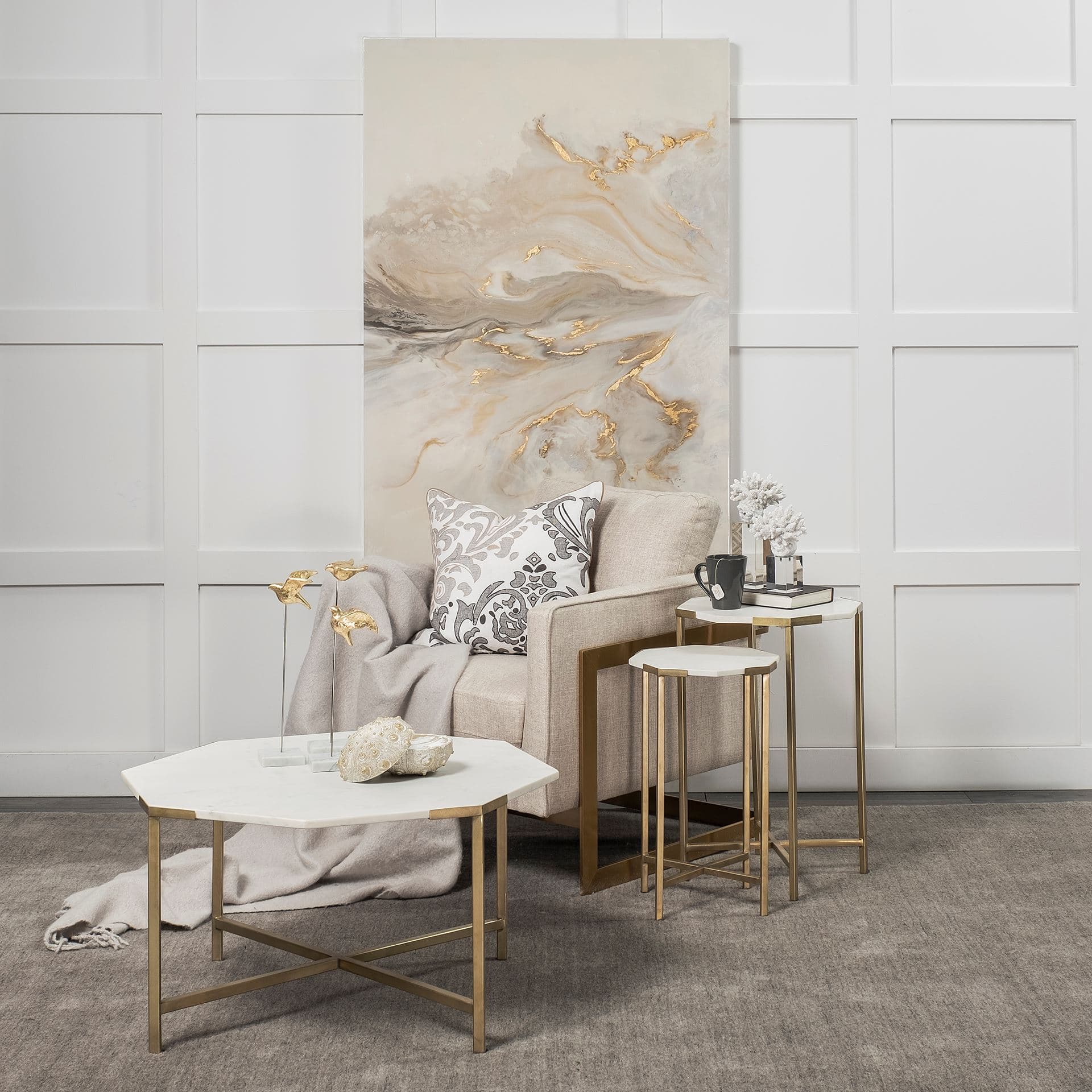 Confluence by Corrie LaVelle a Hand Embellished Textured Canvas — in a styled room
