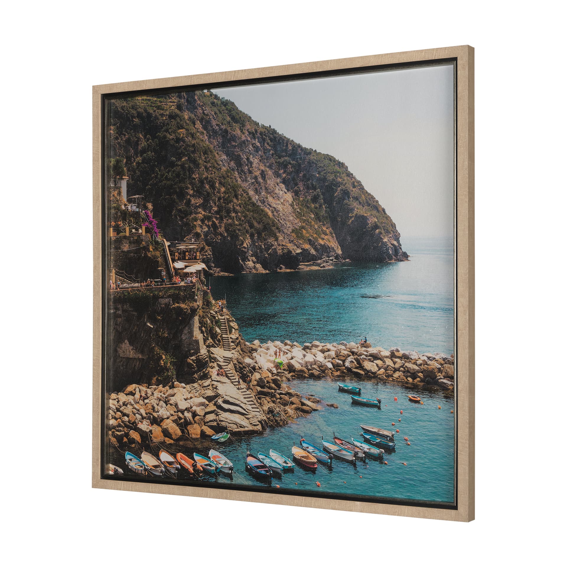 Cliffside View by Mercana Studio a Hand Embellished Textured Framed Art Photo Matted under Glass — product photograph