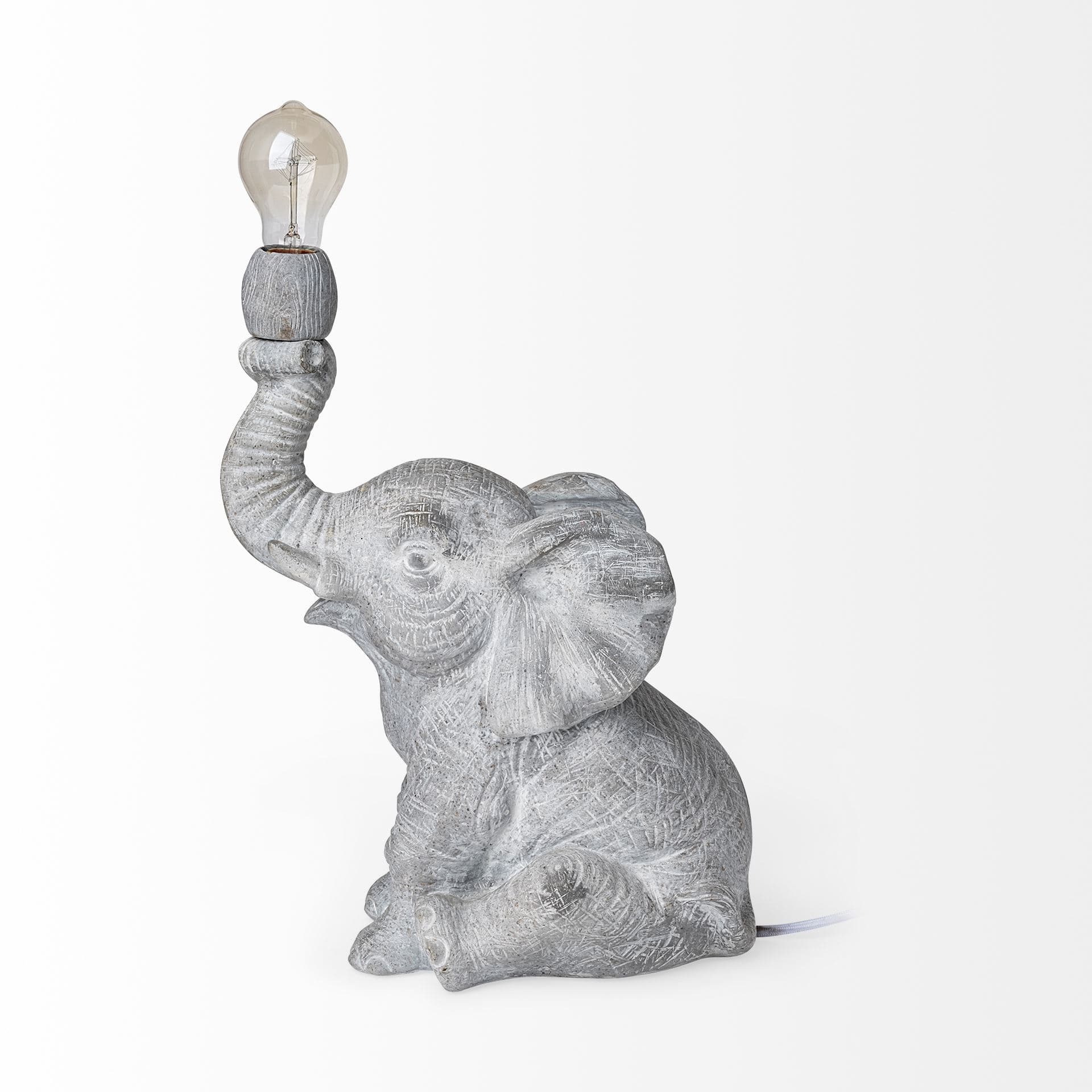Tantor (15.9"H) Gray Resin Elephant Calf Table Lamp — product photograph