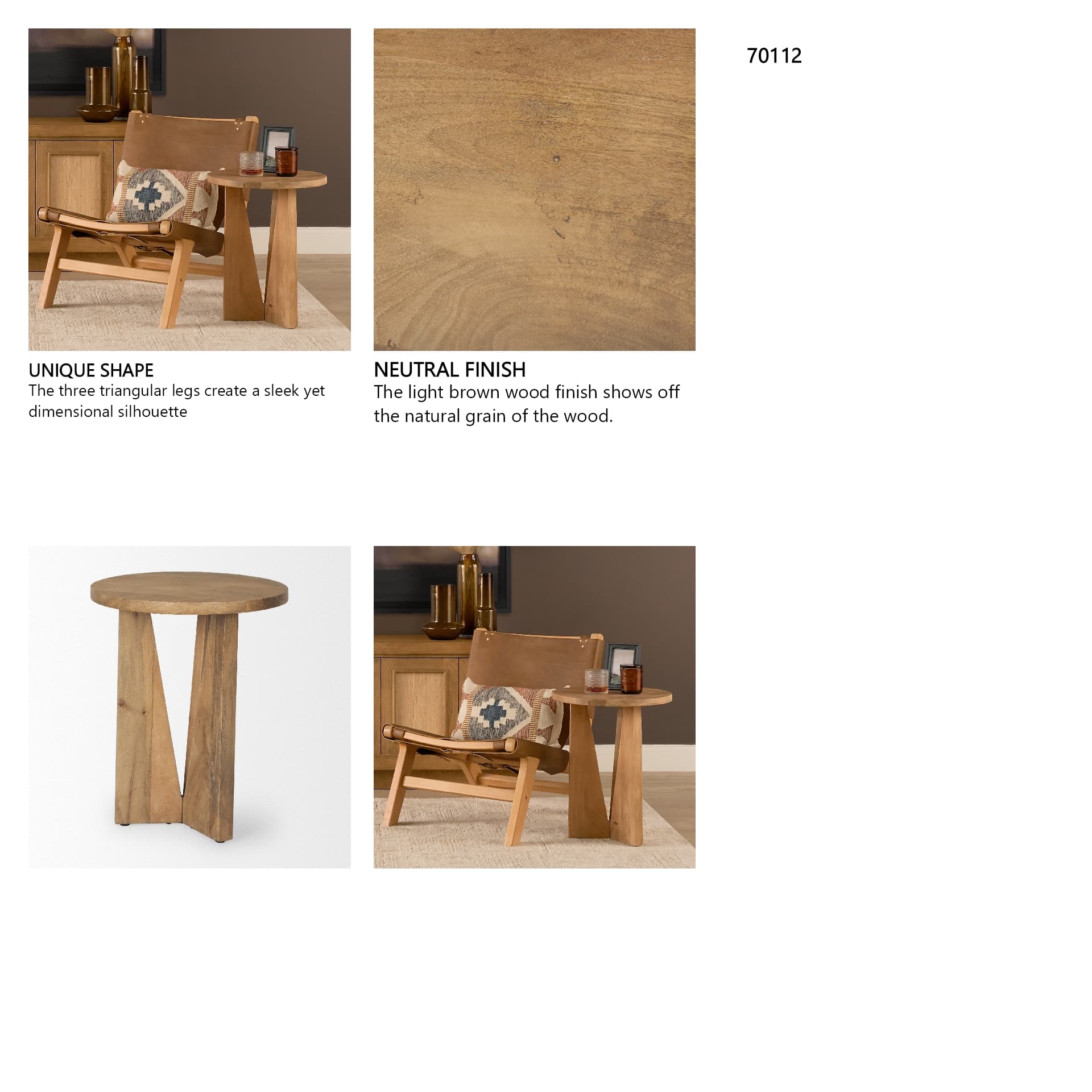 Mattius Light Wood Accent Table — in a styled room