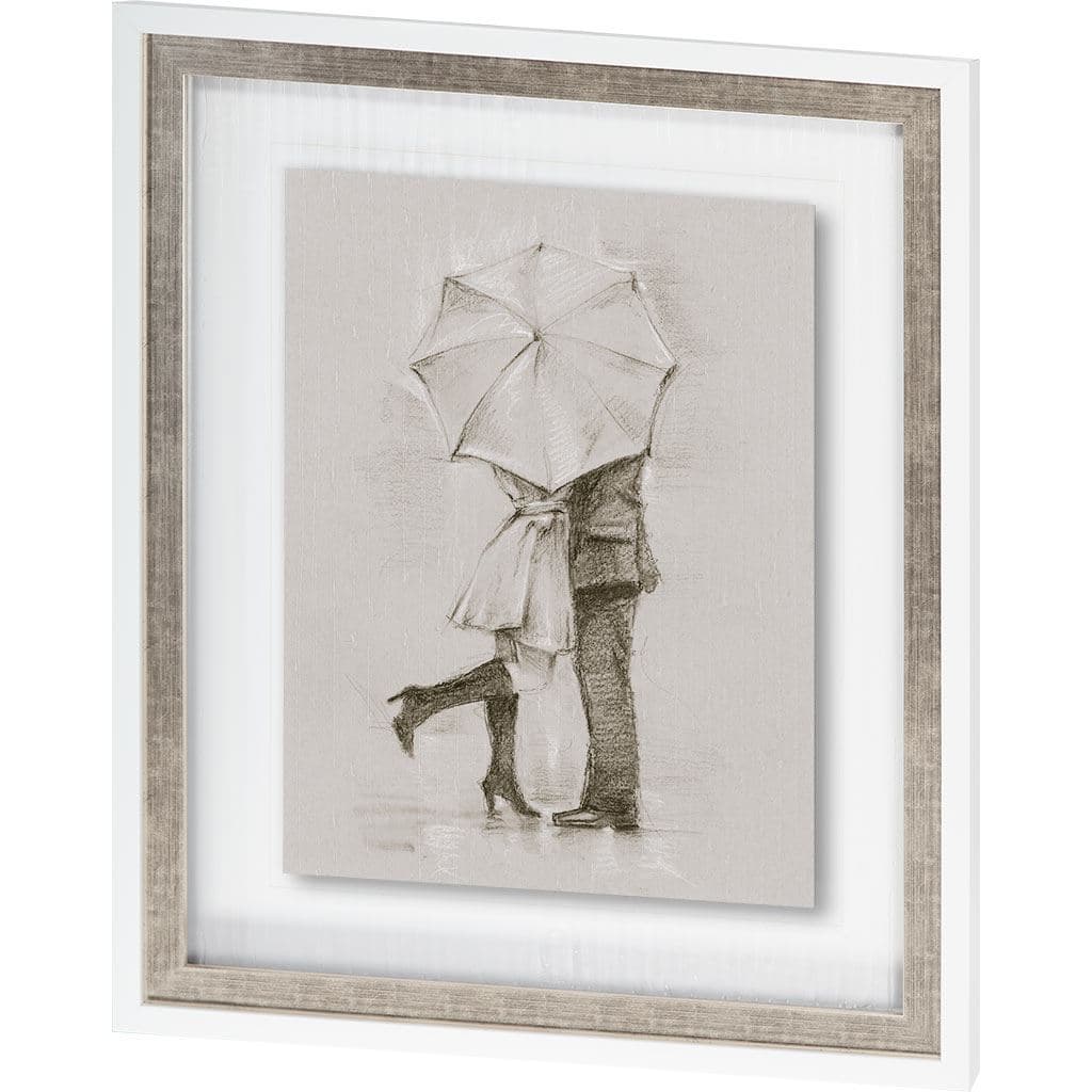 Rainy Day Rendezvous by Mercana Studio Hand Embelished Textured Framed Art Print Matted under Glass — product photograph