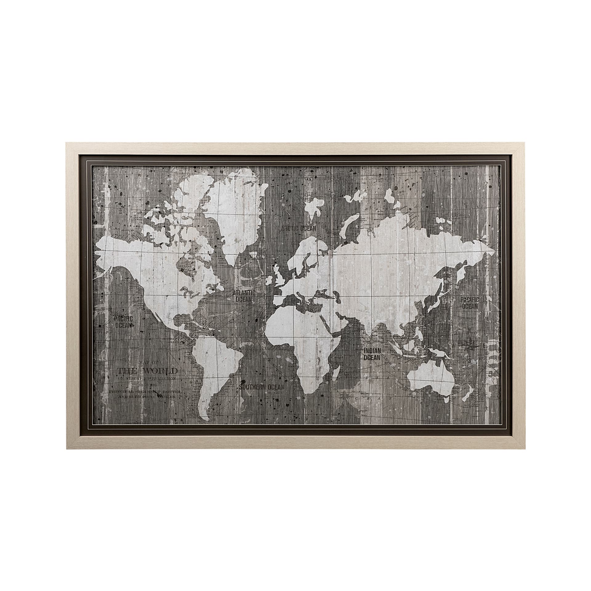 Old World Map Neutral by Mercana Studio Hand Embellished Textured Framed Art Print Matted under Glas — product photograph