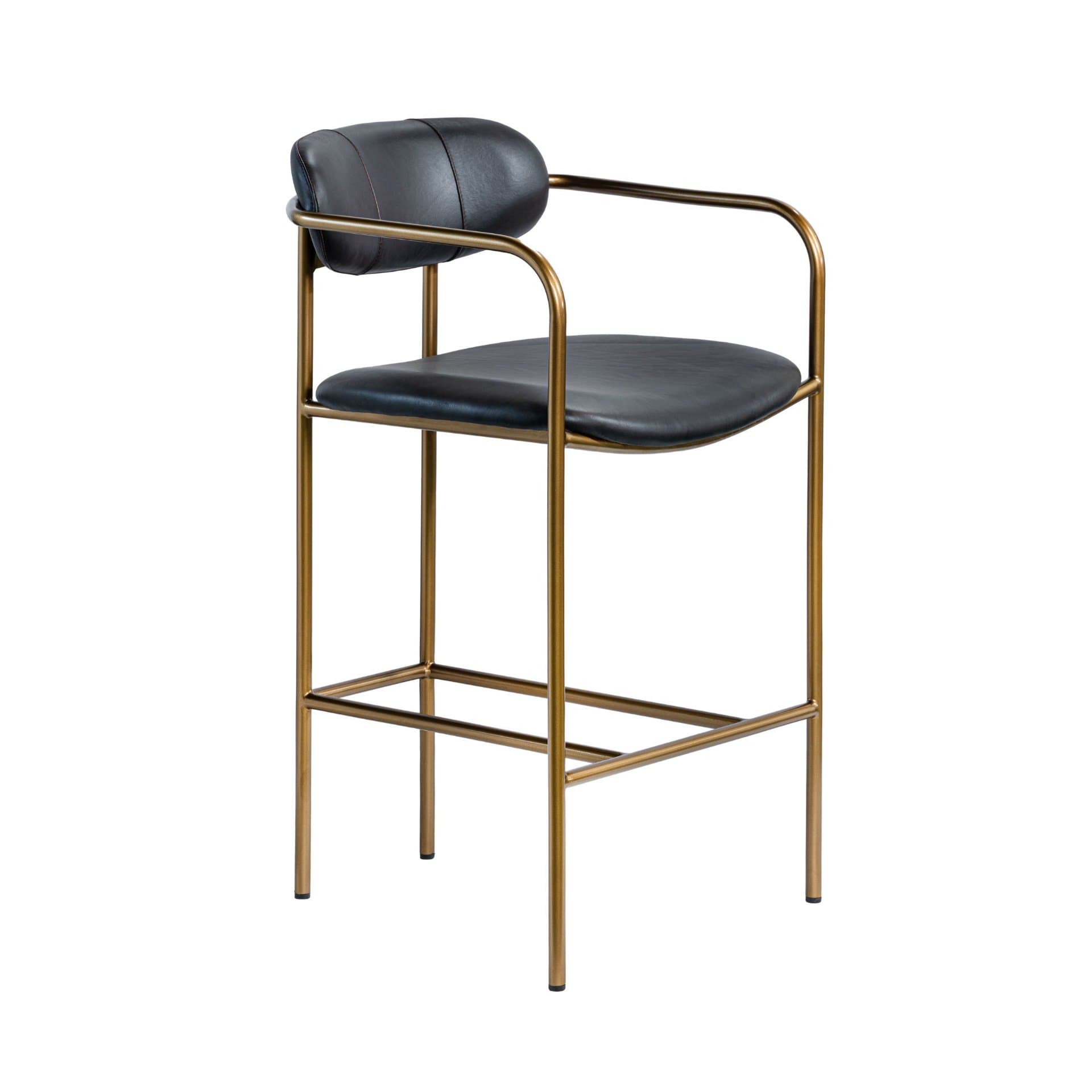 Parker Backless 36.5in Seat Counter Stool | Black Leather w/ Metal — product photograph