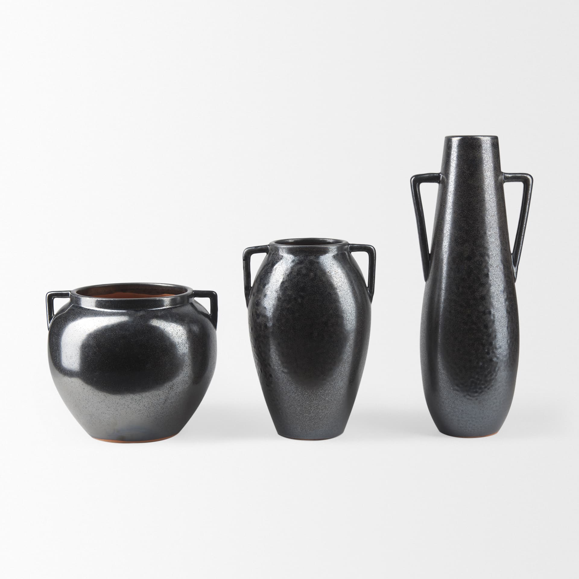 Kora Short Dark Metallic Double Ear Vase — product photograph