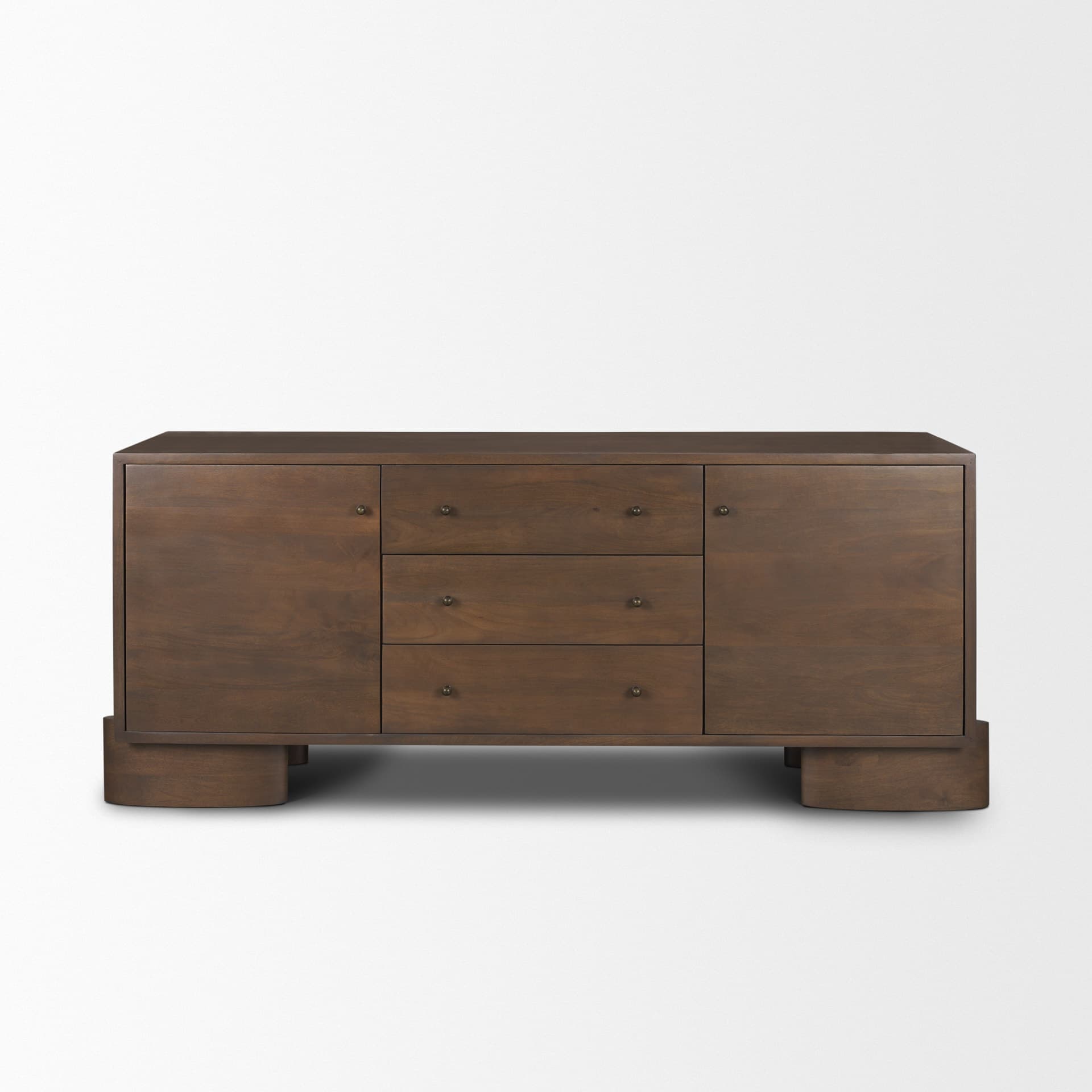 Jonan Dark Brown Wood w/ Dark Aged Brass 2 Door 3 Drawer Sideboard — product photograph