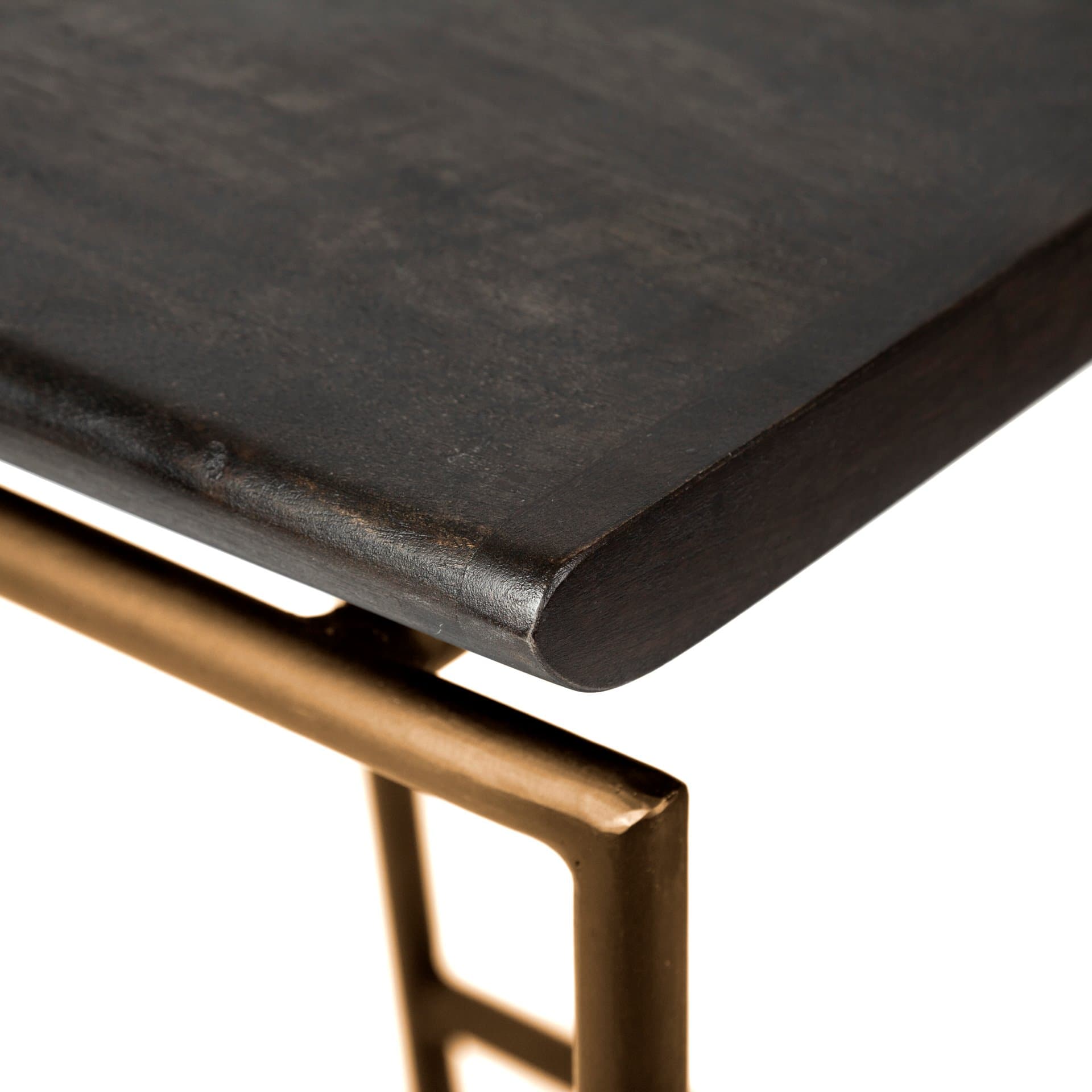 Givens Low Back 32in Seat Bar Stool | Brown Wood w/ Gold Metal — product photograph