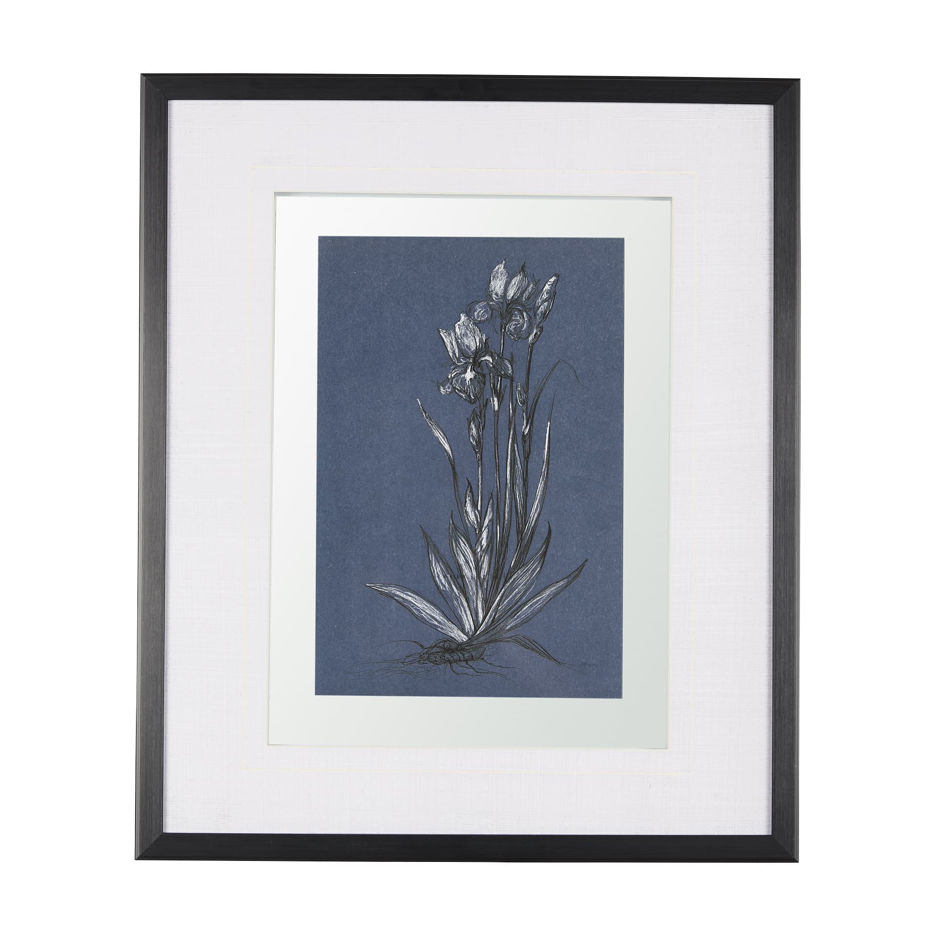 Botanical sketches IV (Blue) by Mercana Studio Hand Embellished Framed Art Print Matted under Glass — product photograph