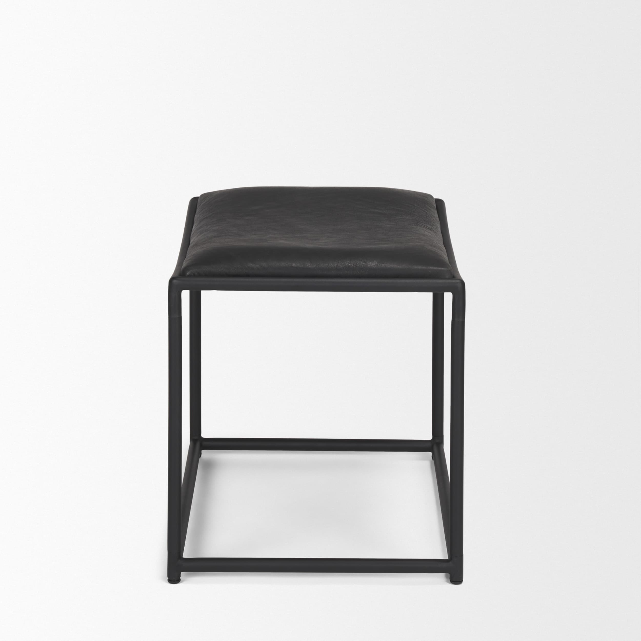 Taniel Black Leather w/ Black Metal Stool — product photograph