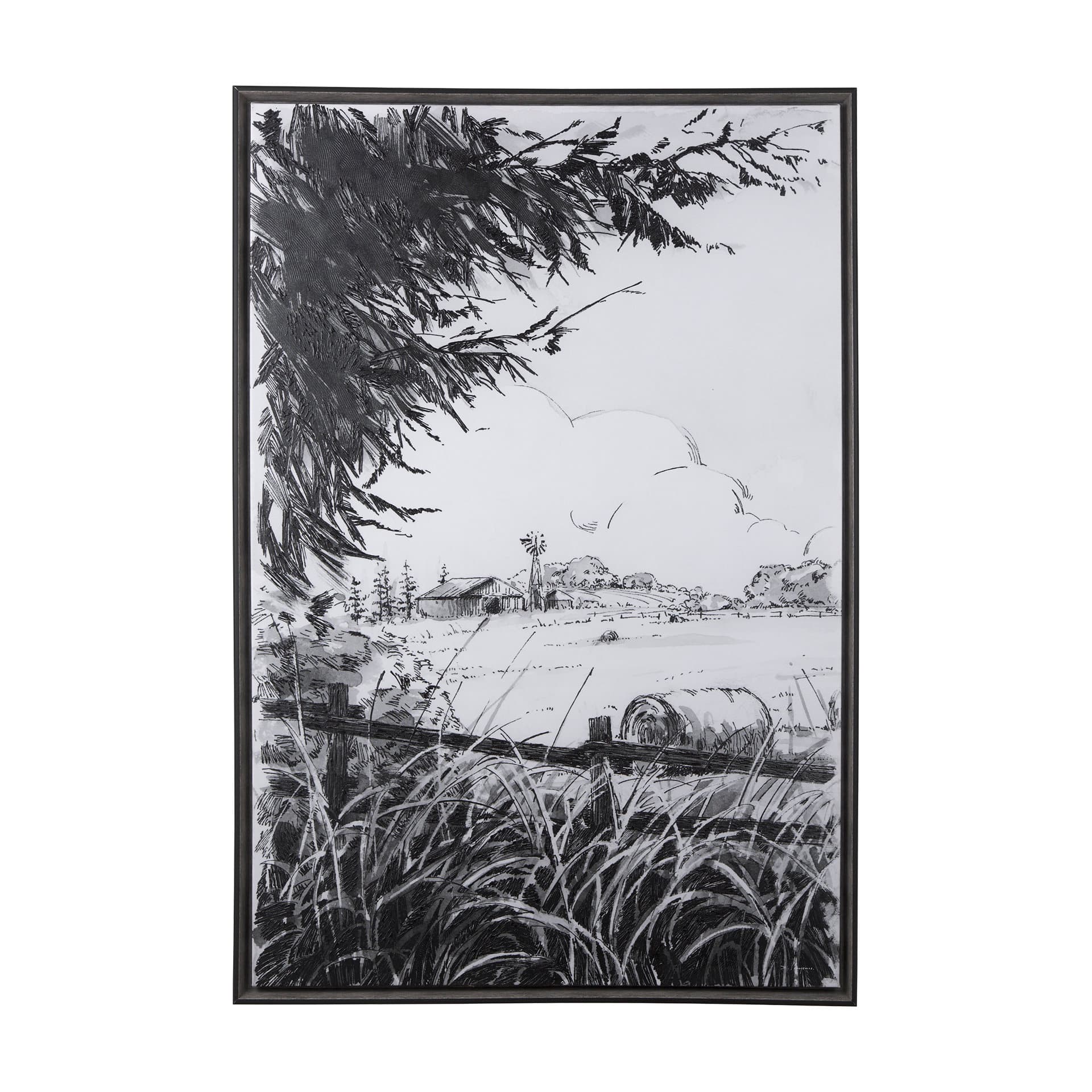 Farm View I by Mercana Studio a Hand Embellished Textured Framed Canvas — product photograph