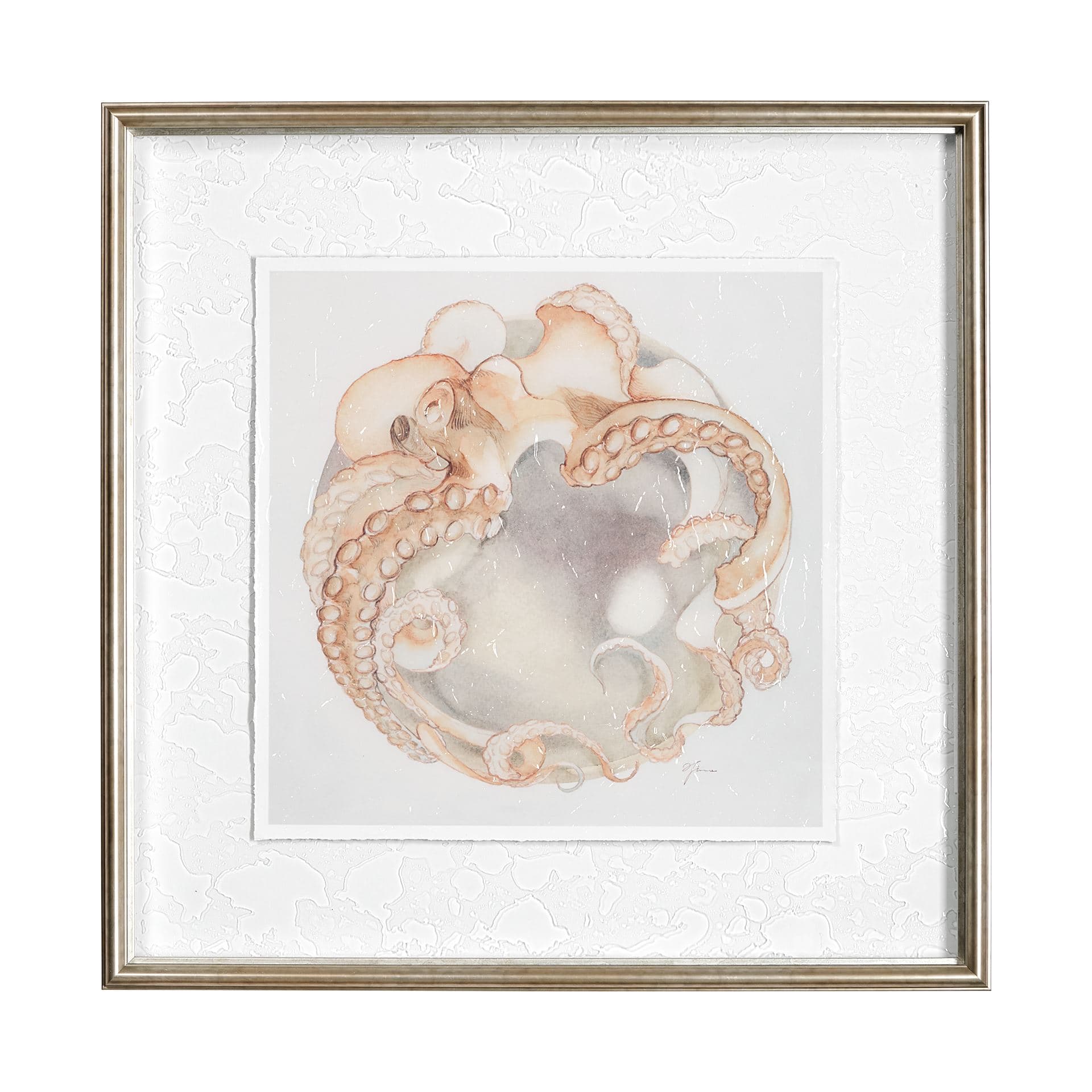 Who Stole My Precious I Peach by Fiona H a Hand Embellished Textured Framed Print Matted under Glass — product photograph