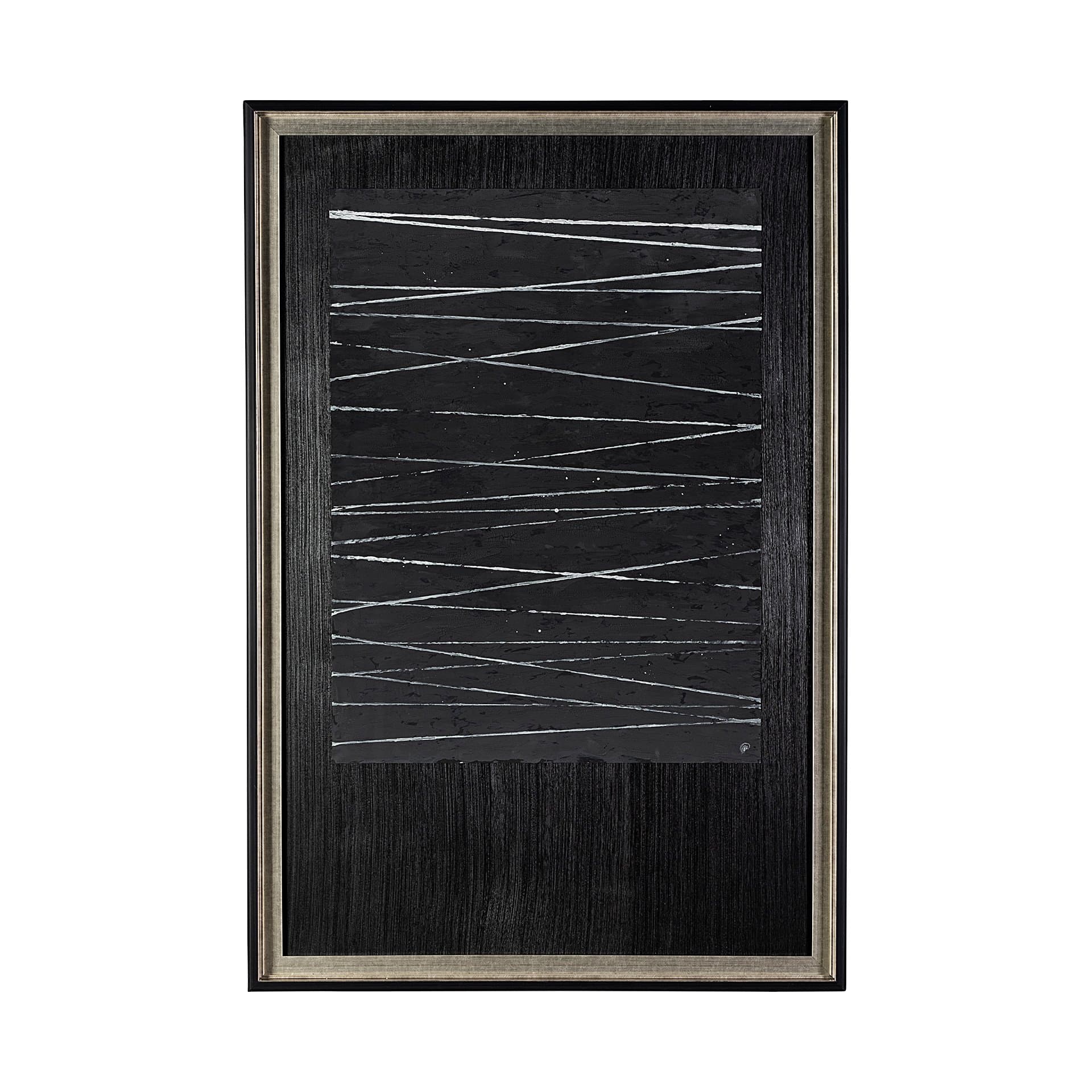 OM-Silver Lines by Studio M a handmade Original Framed Artwork under Glass — product photograph