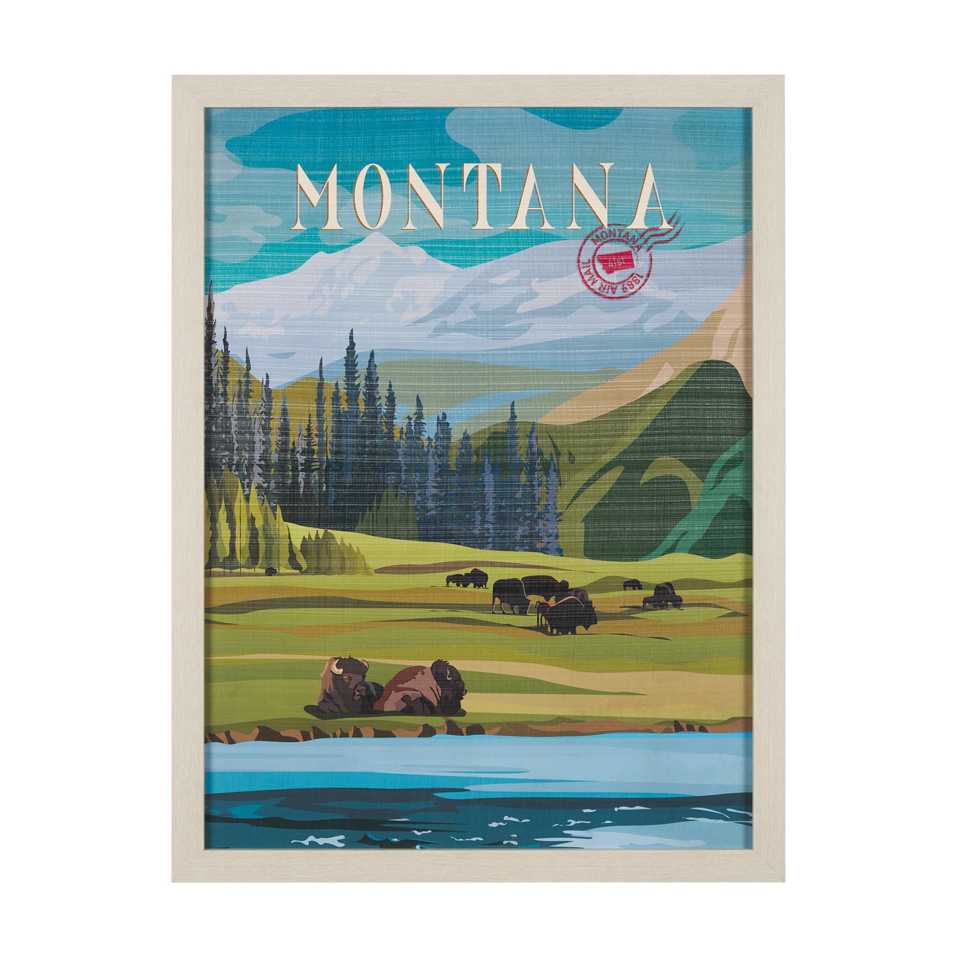 Montana Go USA (L) by Mercana Studio a Hand Embellished Decograph Framed Art Print — product photograph