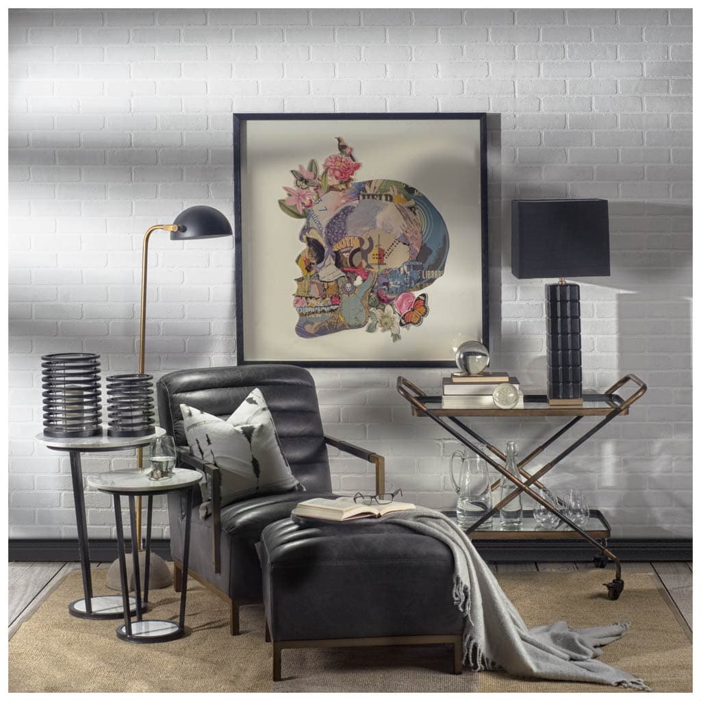 Denmark (55.1"H) Black/Gold Concrete Base Metal Shade Floor Lamp — product photograph
