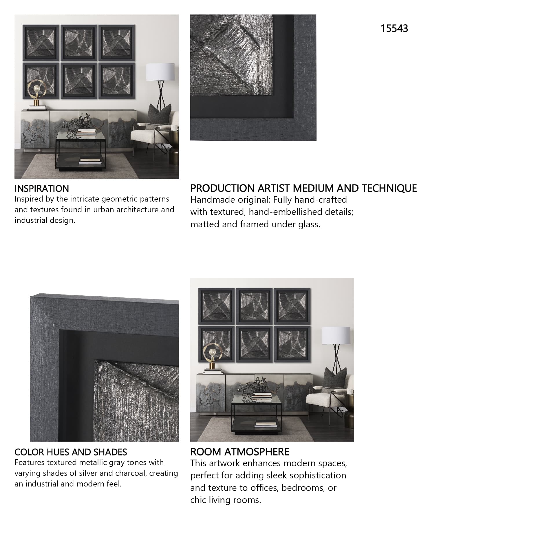 Spelter by Studio M a handmade Original Framed 3D Textured Artwork under Glass — in a styled room