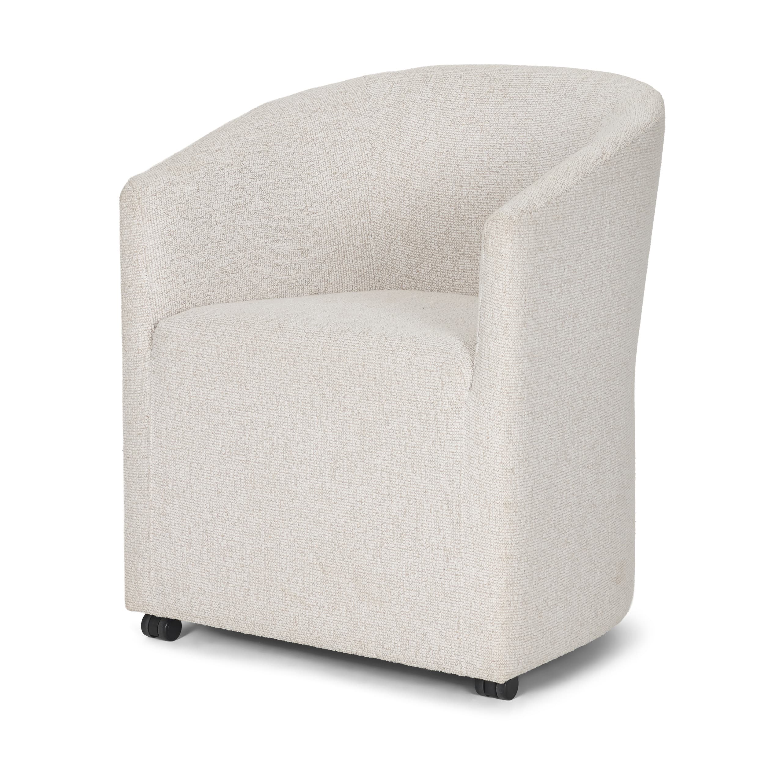 Sondra Barrel Back Dining Arm Chair | Cream Fabric w/ Wood — product photograph