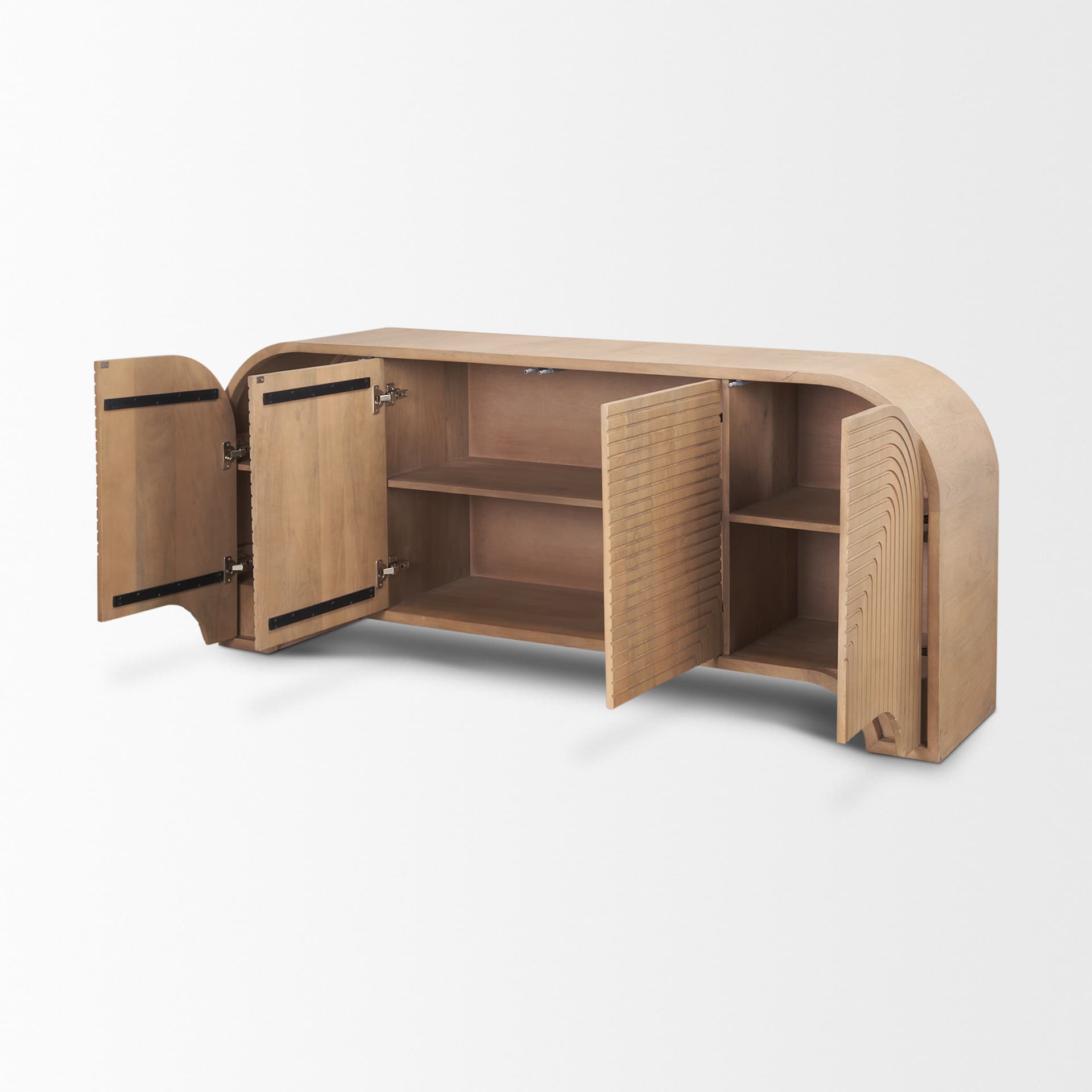 Sorina Reverse Fluted Light Brown Wood Sideboard — product photograph