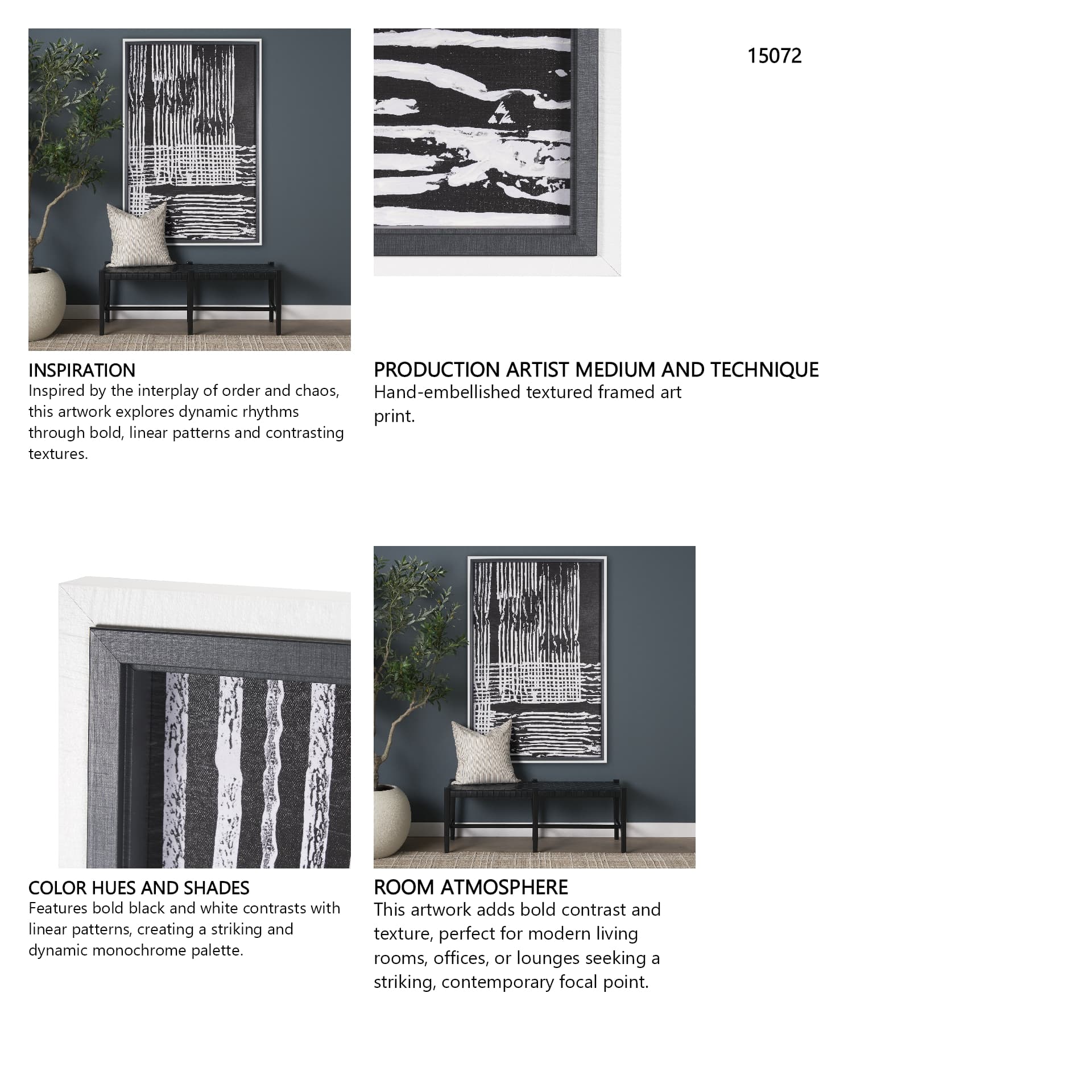 Woven Lines I by Mercana Studio a Hand Embellished Textured Framed Art Print — in a styled room