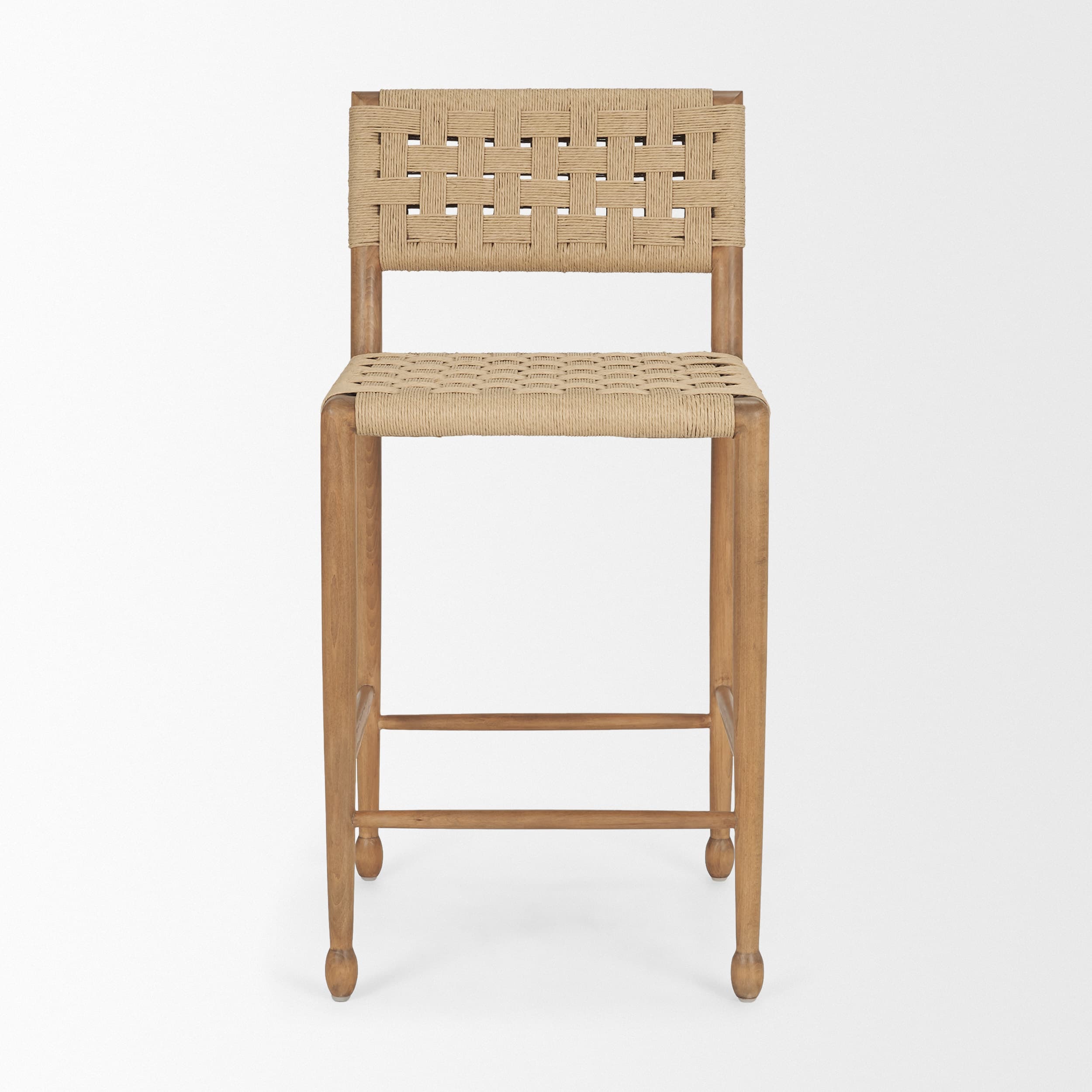 Brinley Backless 39in Seat Counter Stool | Paper Rope w/ Brown Wood — product photograph