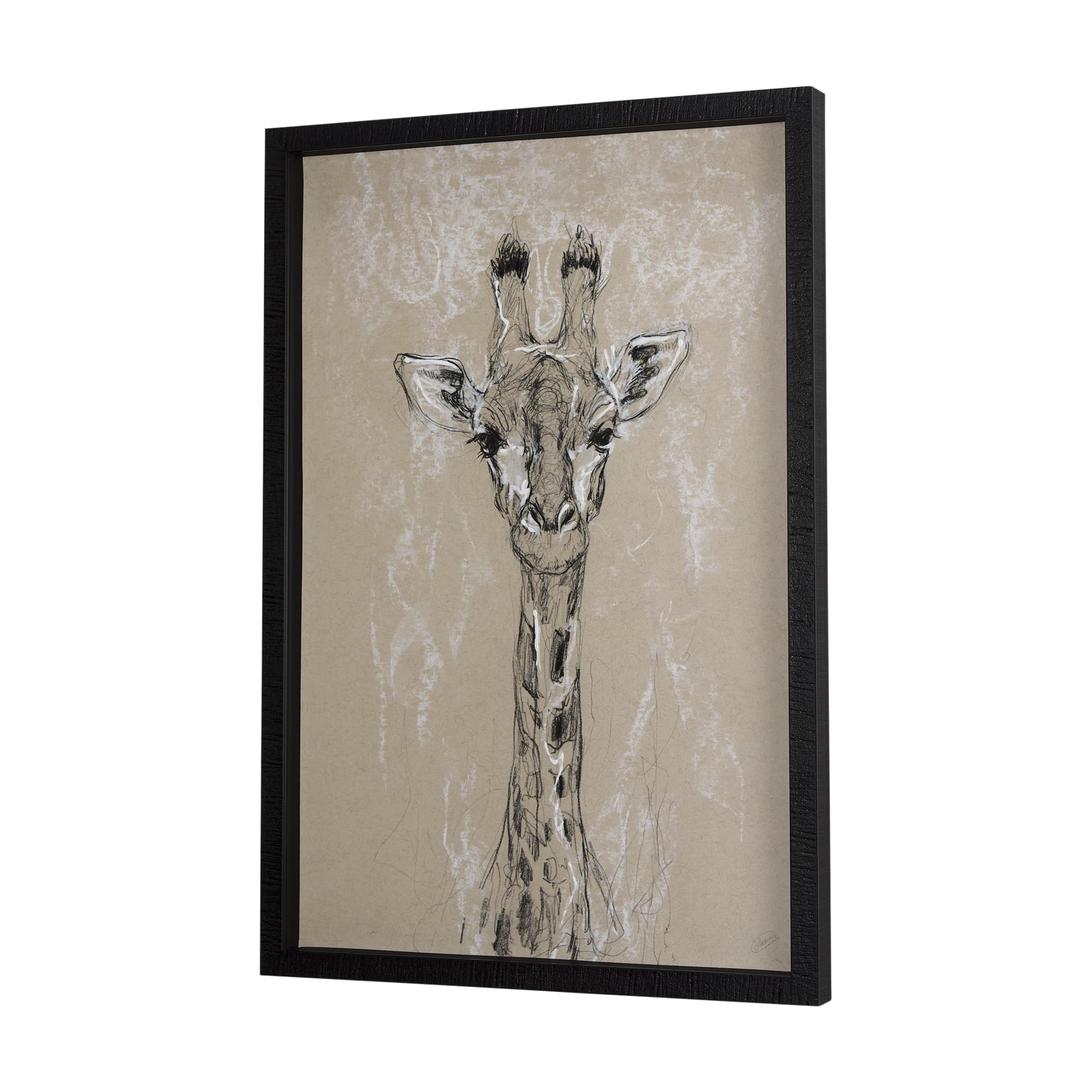 Sketch of Animal IV (Giraffe) by Mercana Studio Hand Embelished Framed Art Print Matted under Glass — product photograph