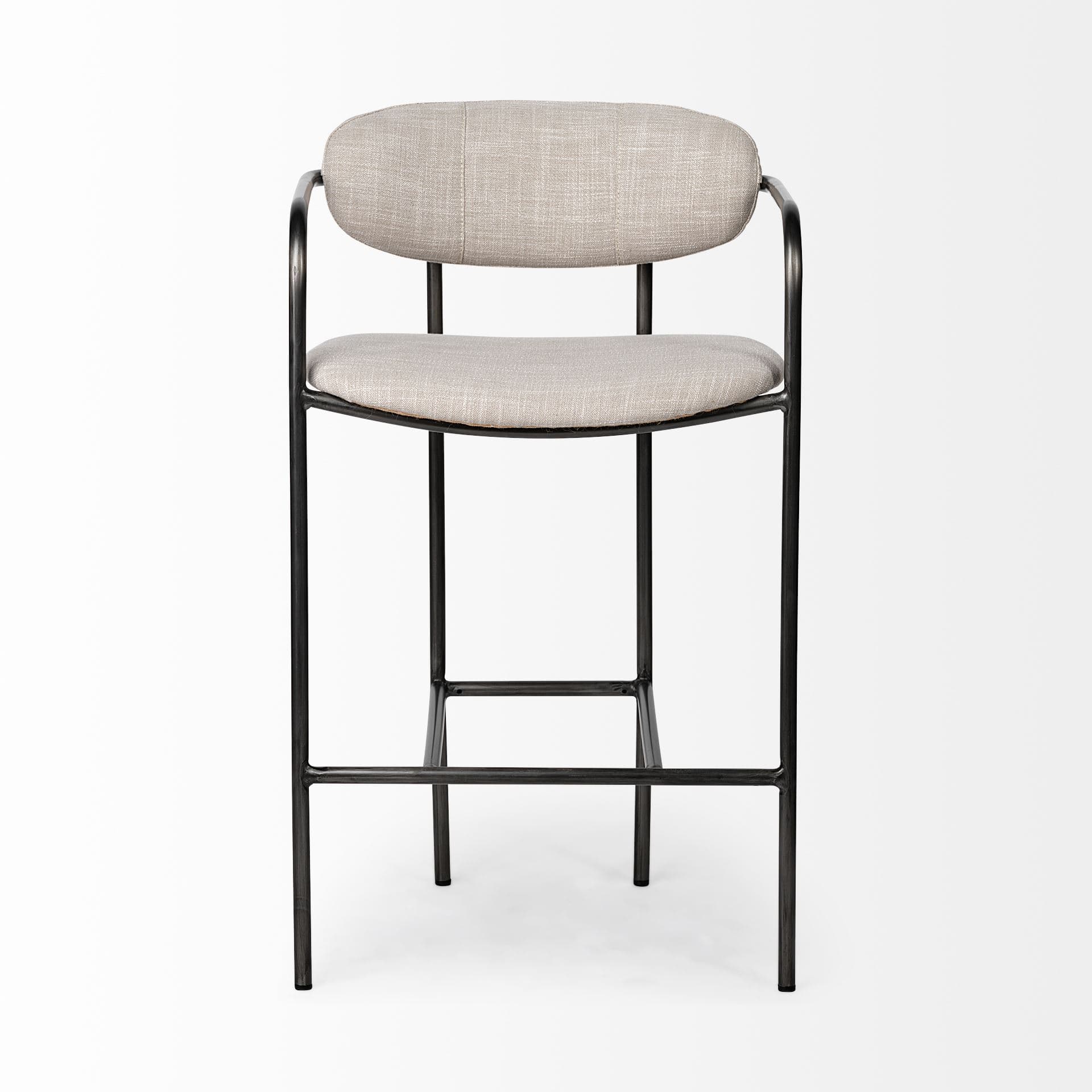 Parker Backless 36in Seat Counter Stool | Beige Fabric w/ Grey Metal — product photograph