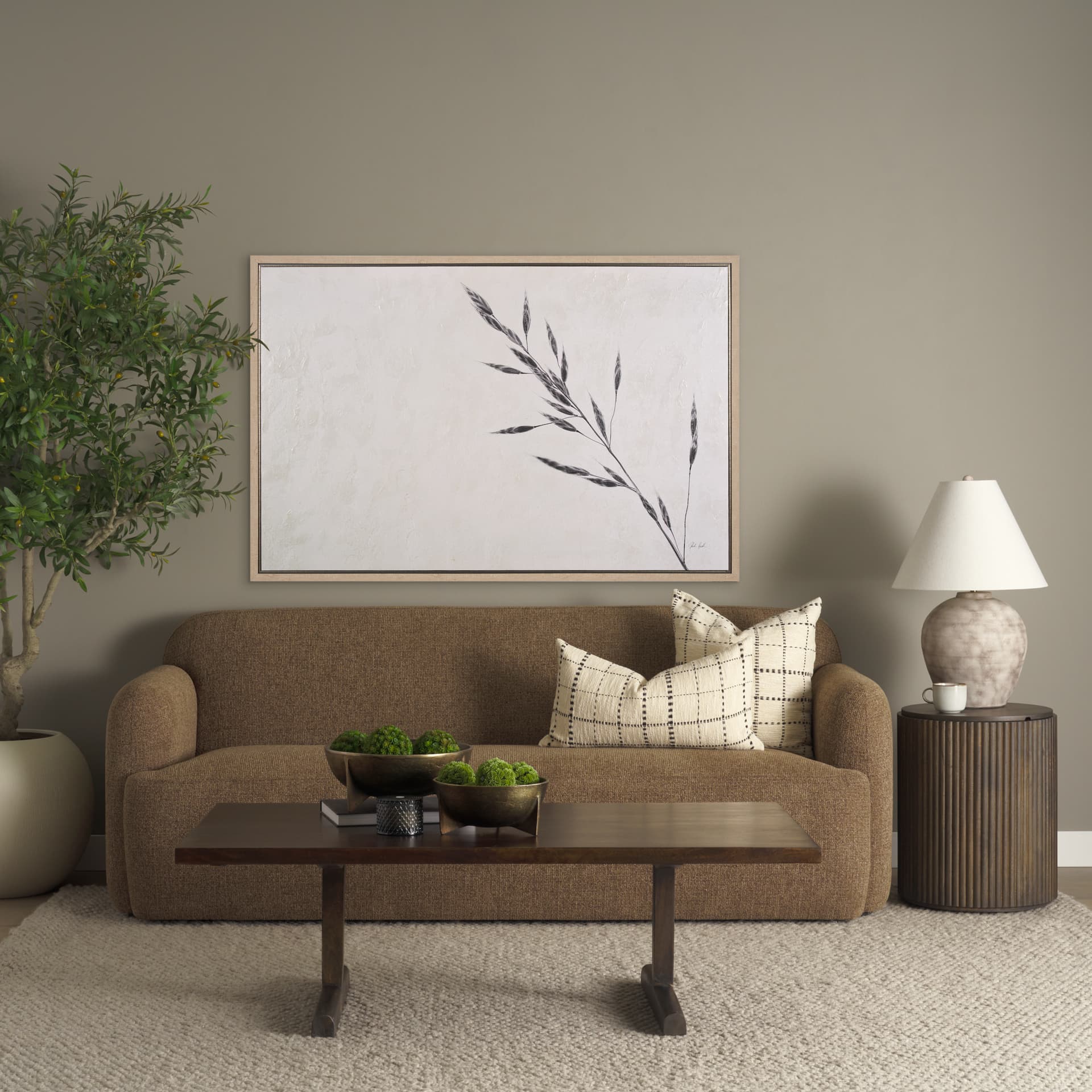 Wheat Grass III by Mercana Studio a Hand Embellished Textured Framed Canvas — product photograph