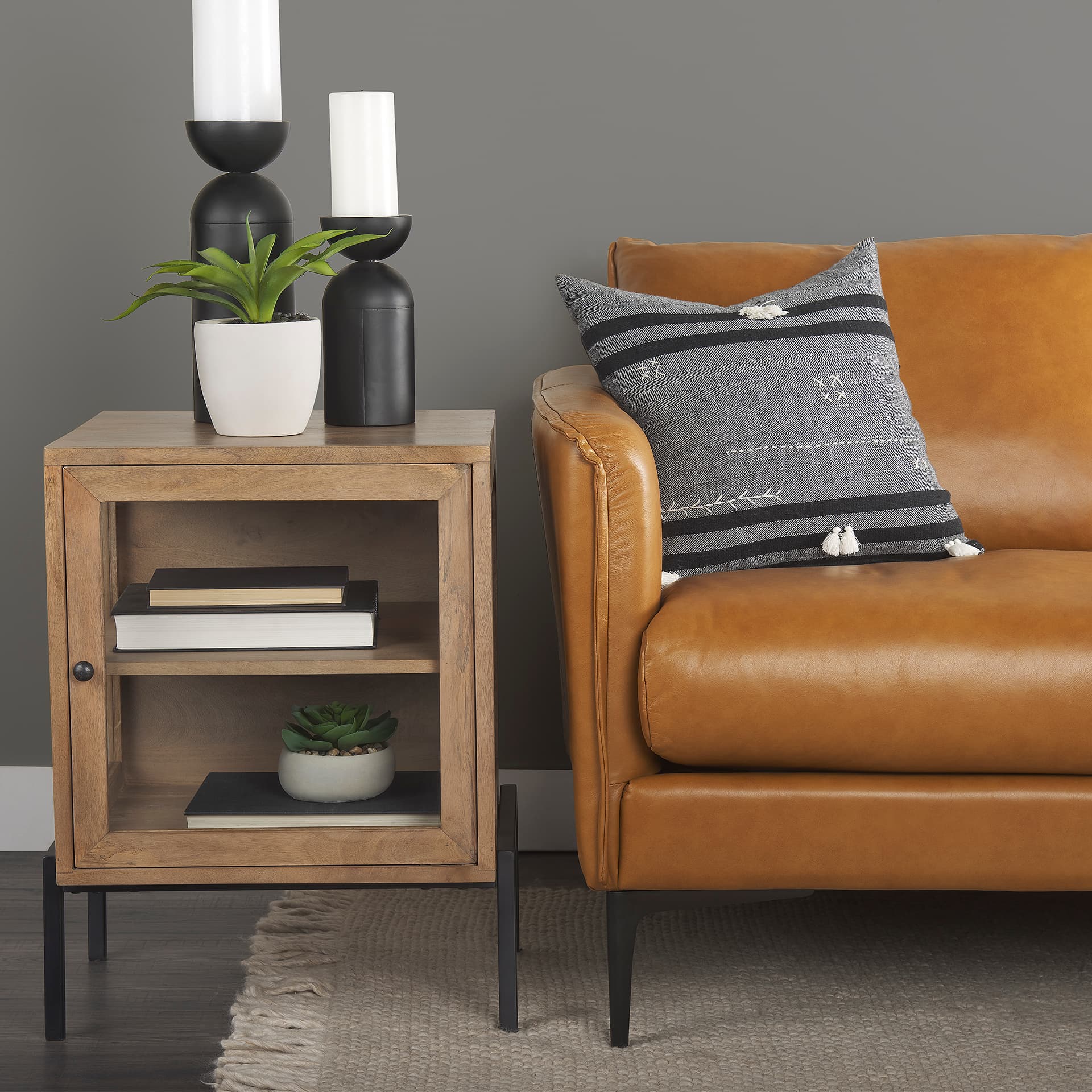 Lake Como 85.8W Tan Leather Three Seater Sofa — product photograph