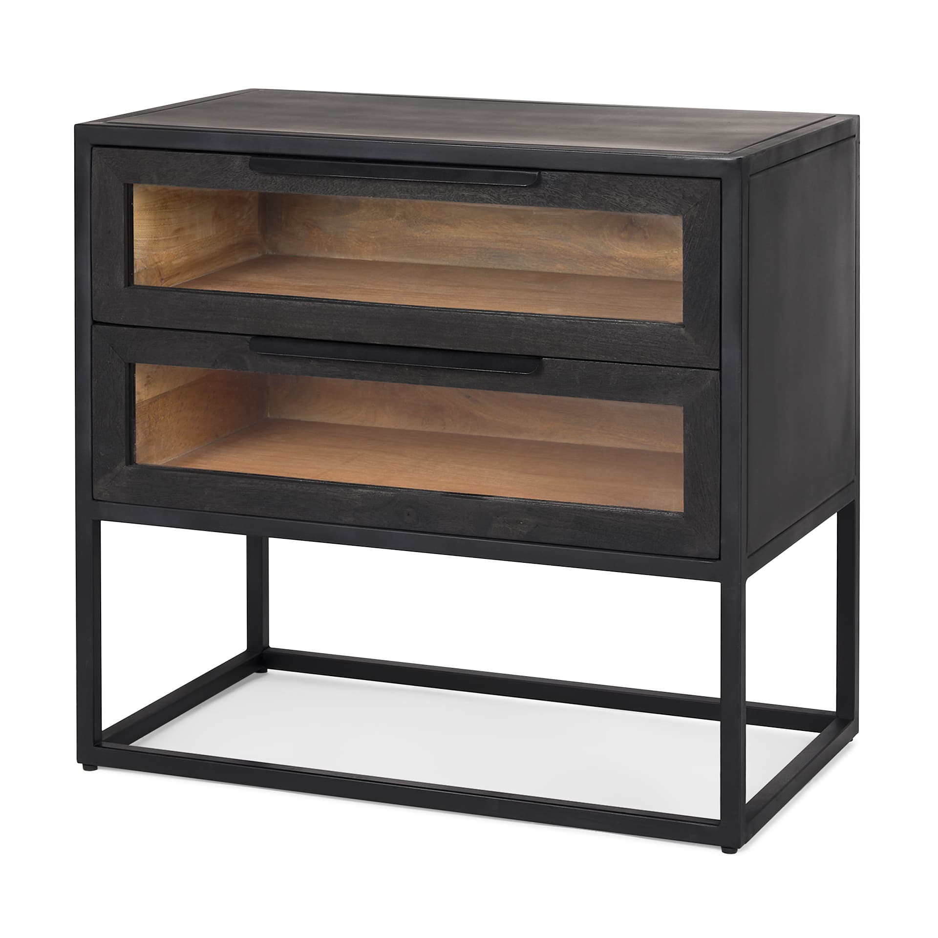 Sloan Black Wood W/Black Metal Frame Side Table — product photograph