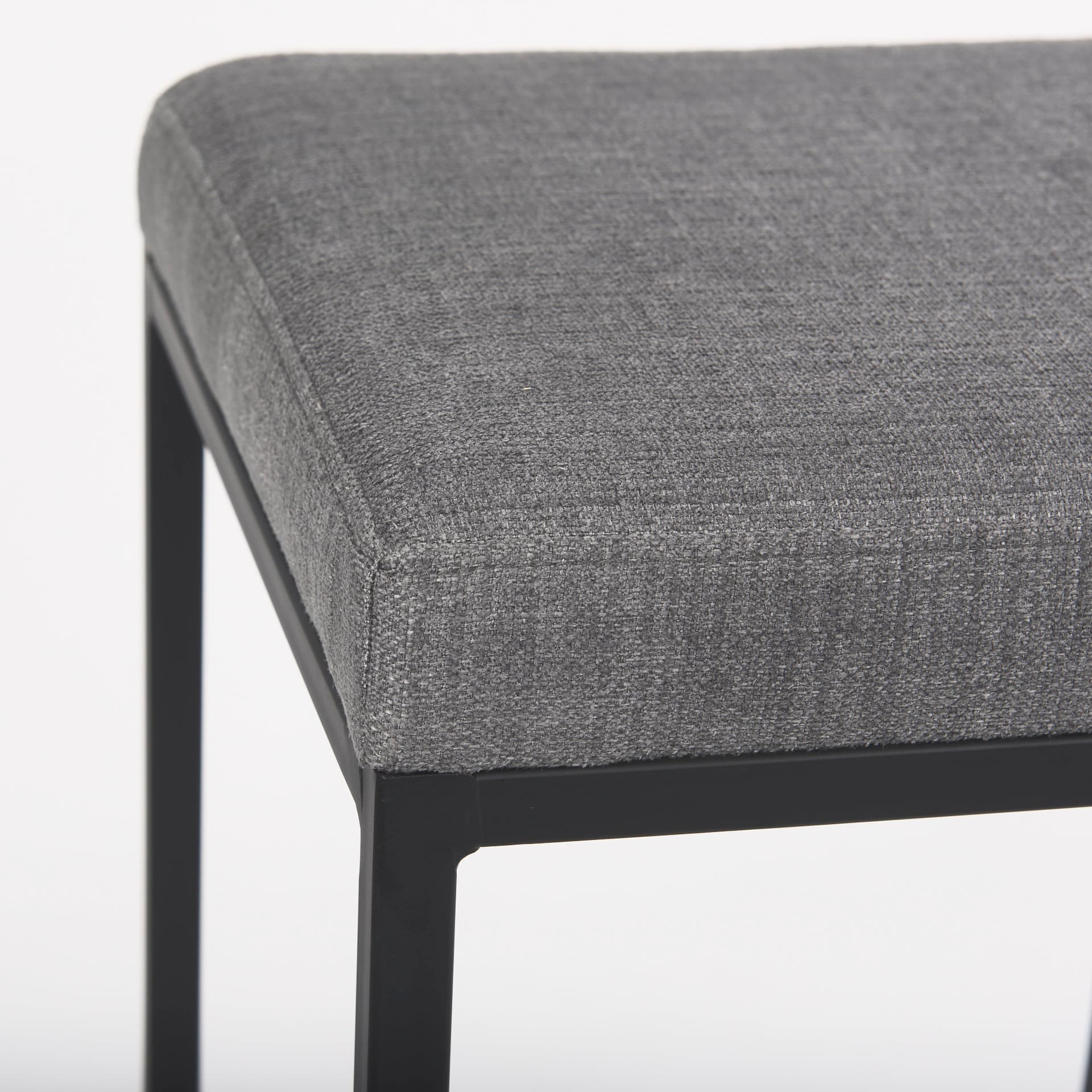 Frodo Backless 29.75in Seat Bar Stool | Gray Fabric w/ Black Iron — product photograph