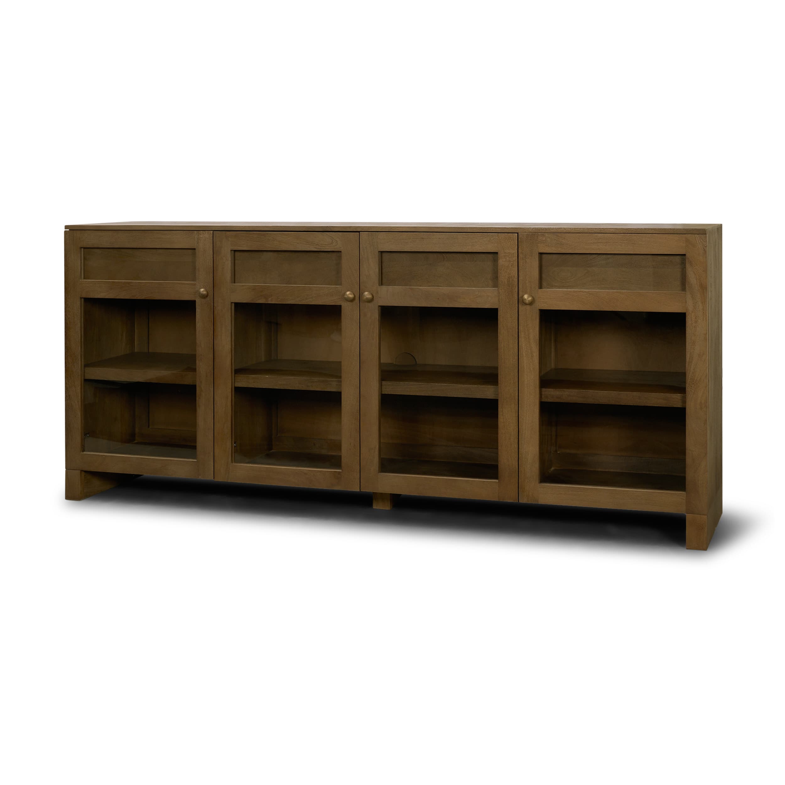 Suri Mid Brown Wood w/ Glass 4-Door Closed Sideboard — product photograph