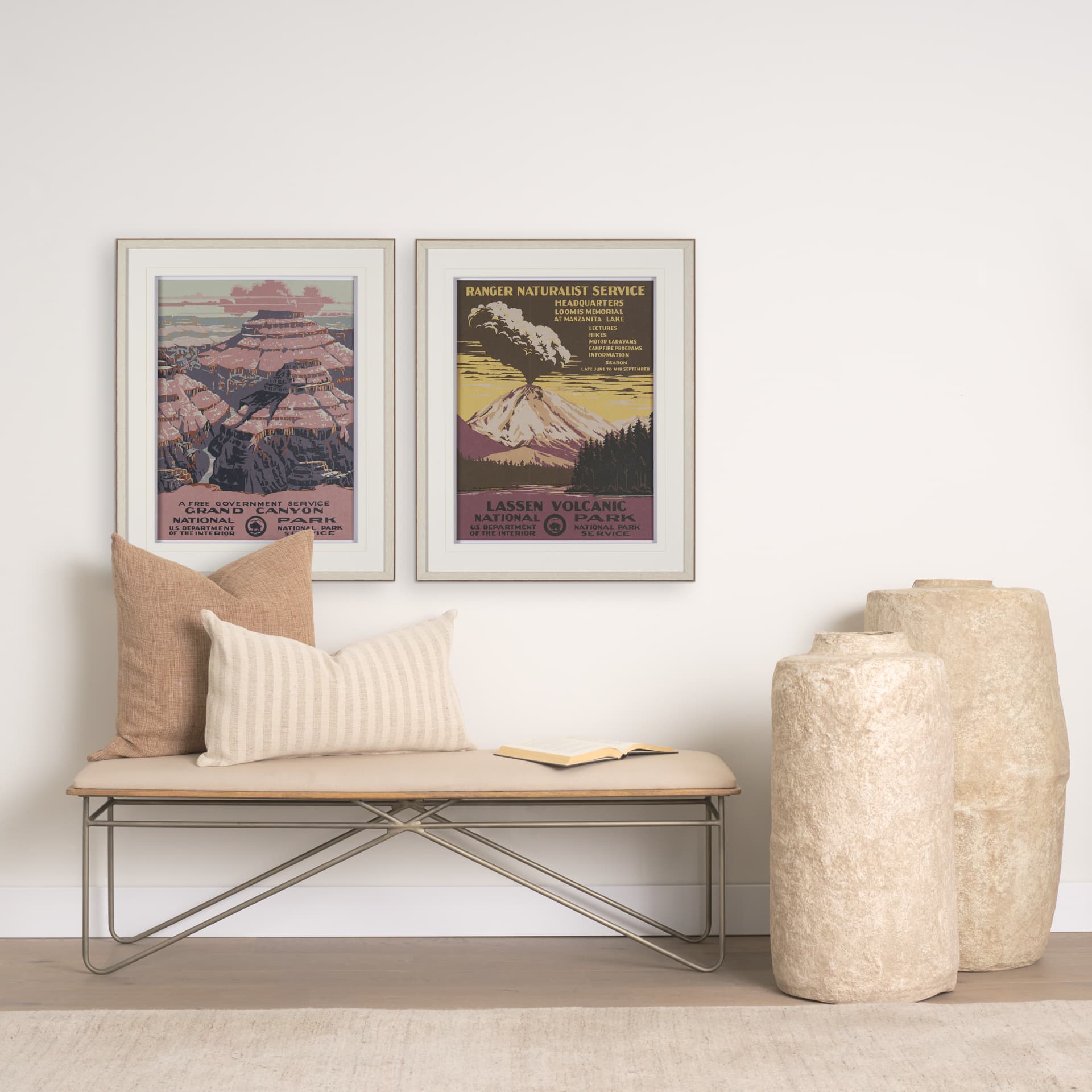 Grand Canyon National Park by The Vinatage Collection a Framed Art Print Matted under Glass — in a styled room