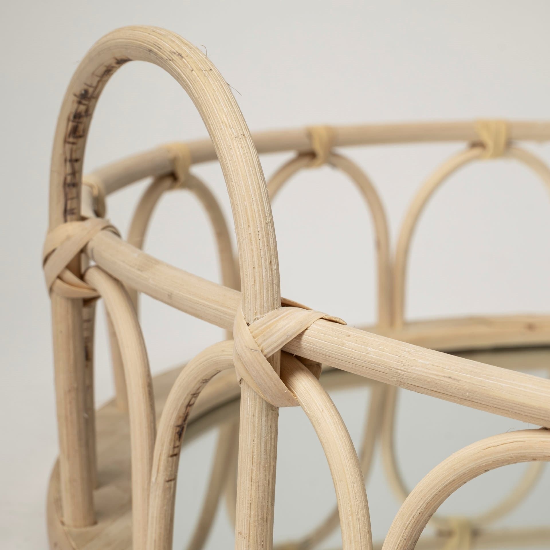 Leona (Set of 2) Natural Wicker Woven Mirrored Base Nesting Trays — product photograph
