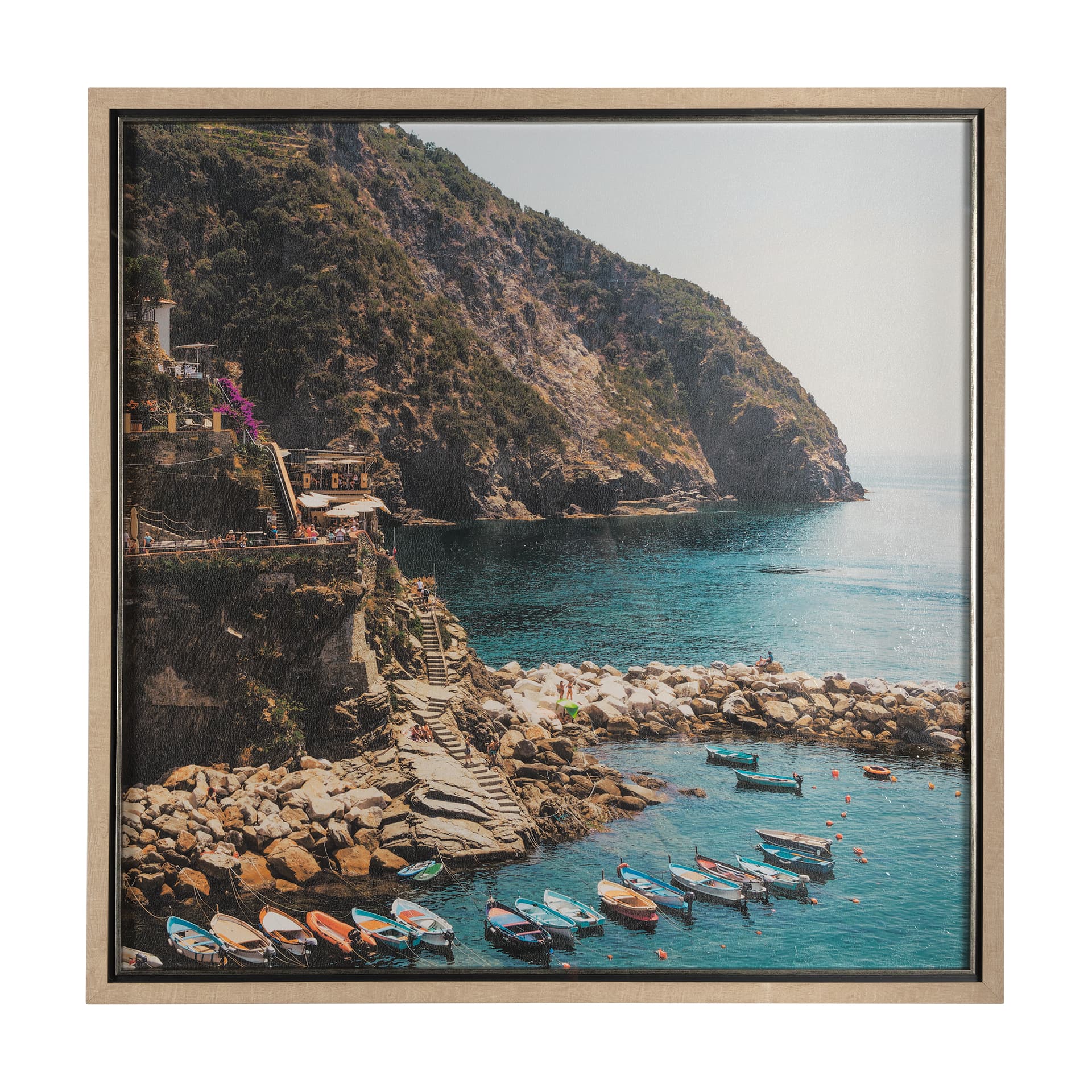 Cliffside View by Mercana Studio a Hand Embellished Textured Framed Art Photo Matted under Glass — product photograph