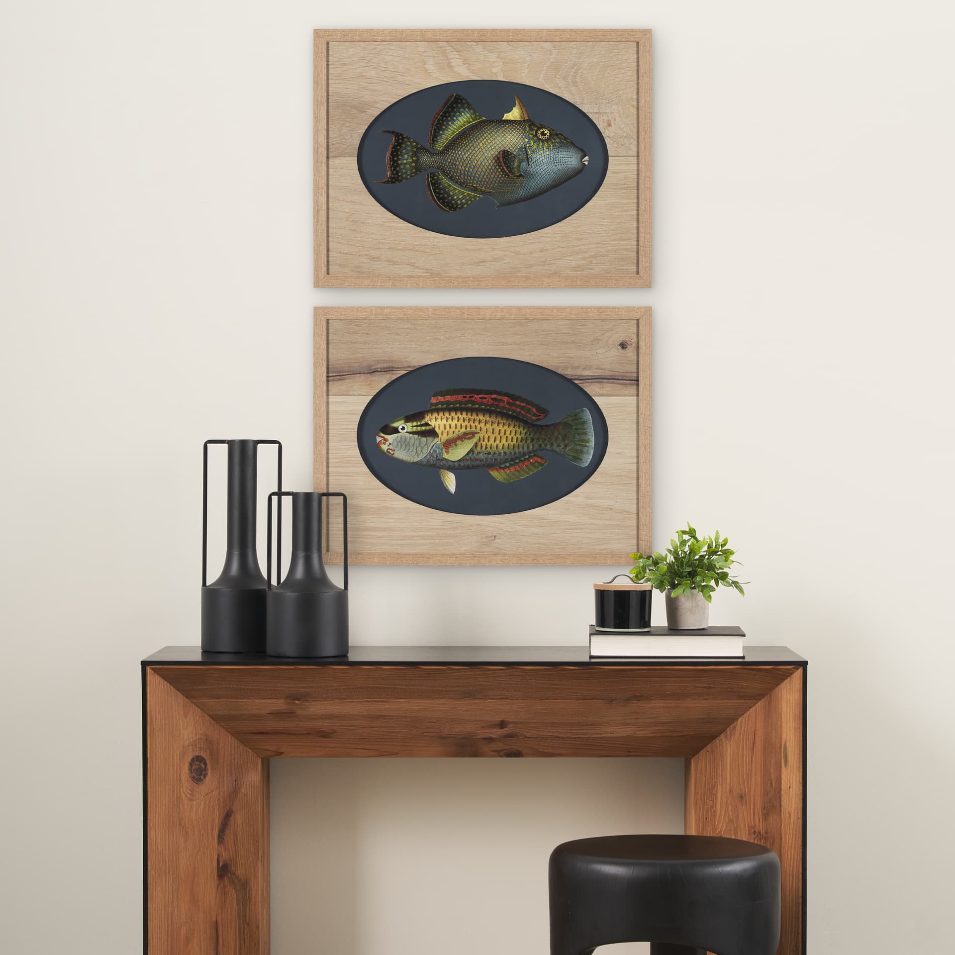 Scarus Ghobban by Mercana Studio a Hand Embellished Textured Framed Art Print Matted under Glass — product photograph