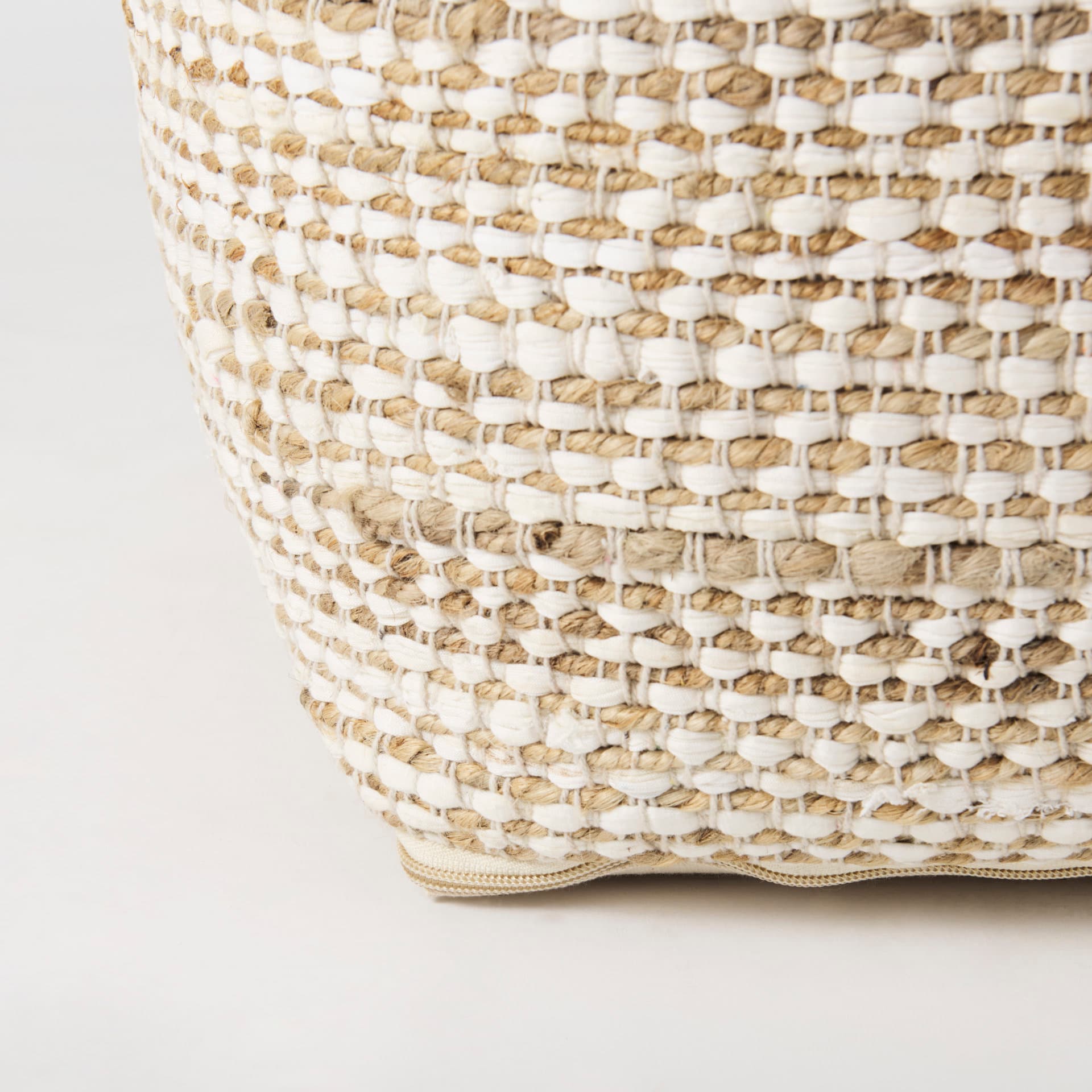 Ekani 16.0L x 16.0W x 16.0H Cream/Beige Cotton Pouf — product photograph
