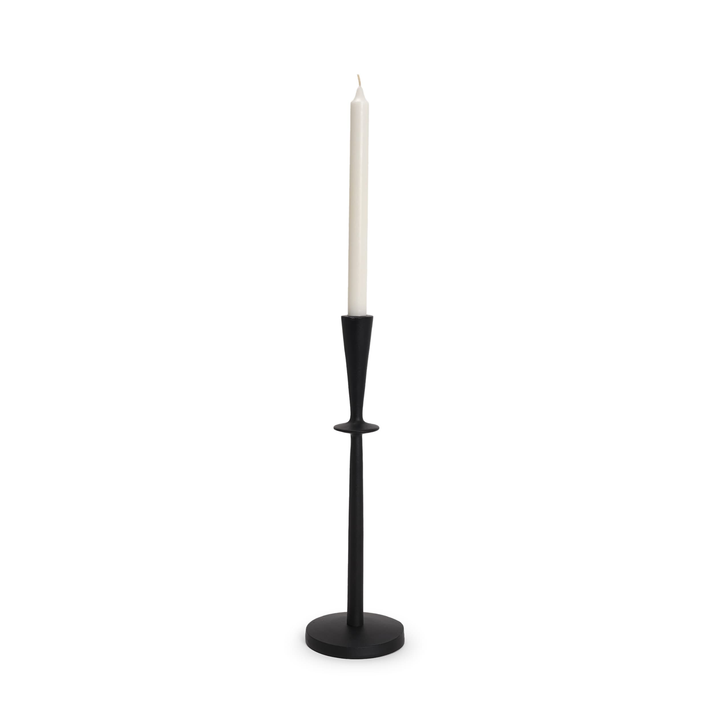 Qwin Matte Black Cast Aluminum Tall Candle Holder — product photograph