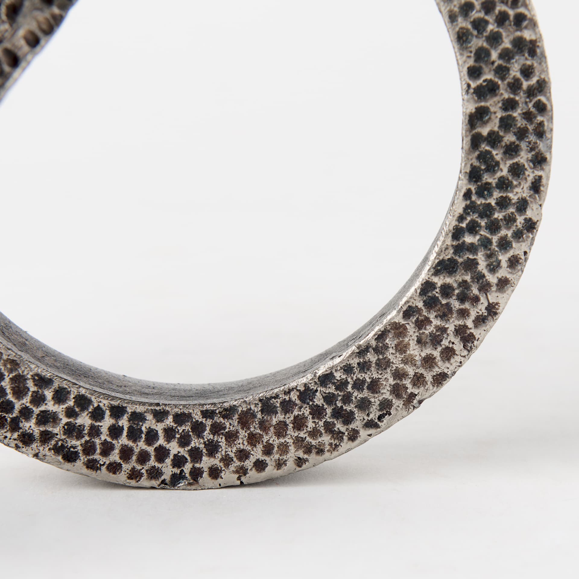 Rafiki Two Blackened Silver Hammered Finish Metal Conjoined Circles — product photograph