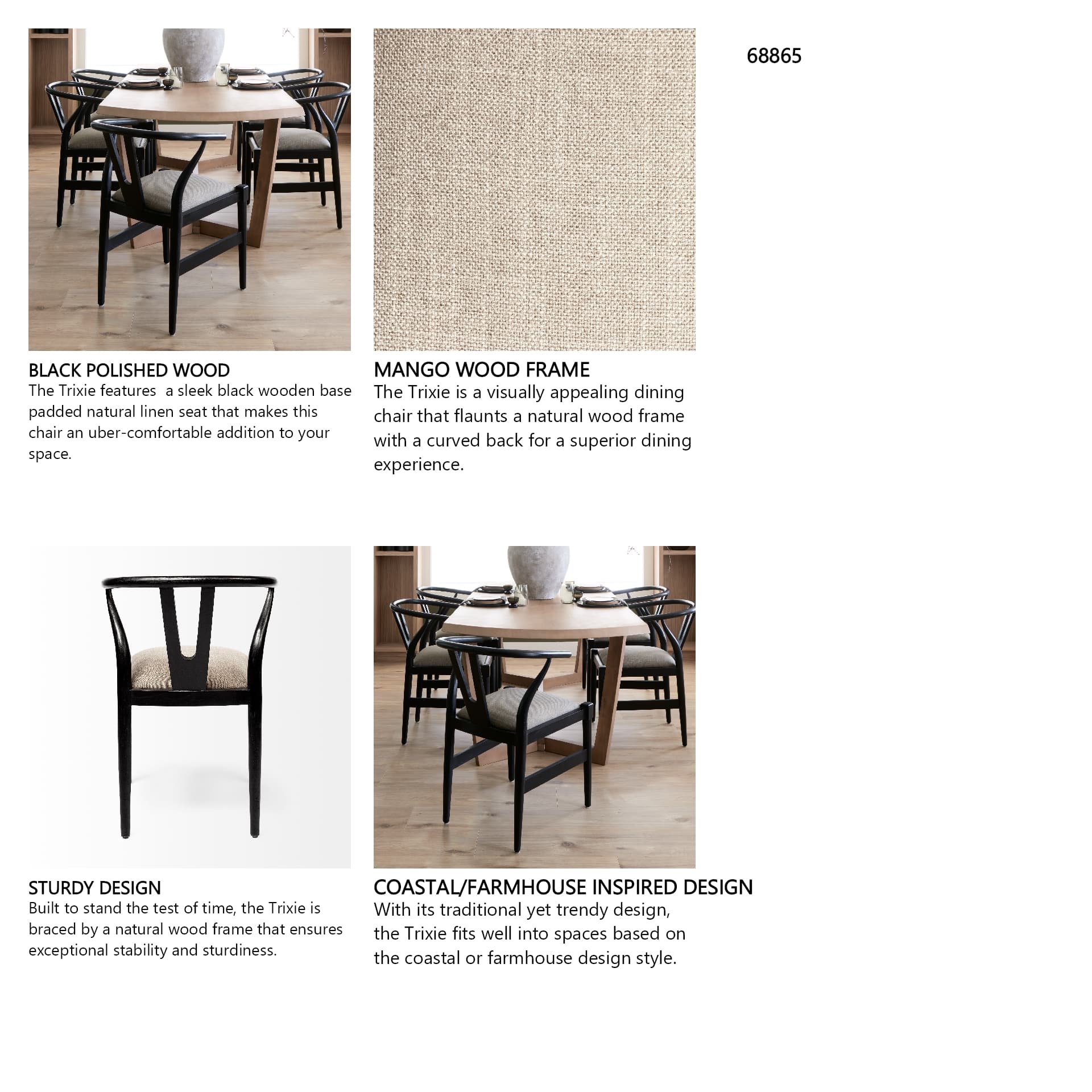 Trixie Curved Back Dining Arm Chair | Dark Taupe Fabric w/ Wooden — in a styled room
