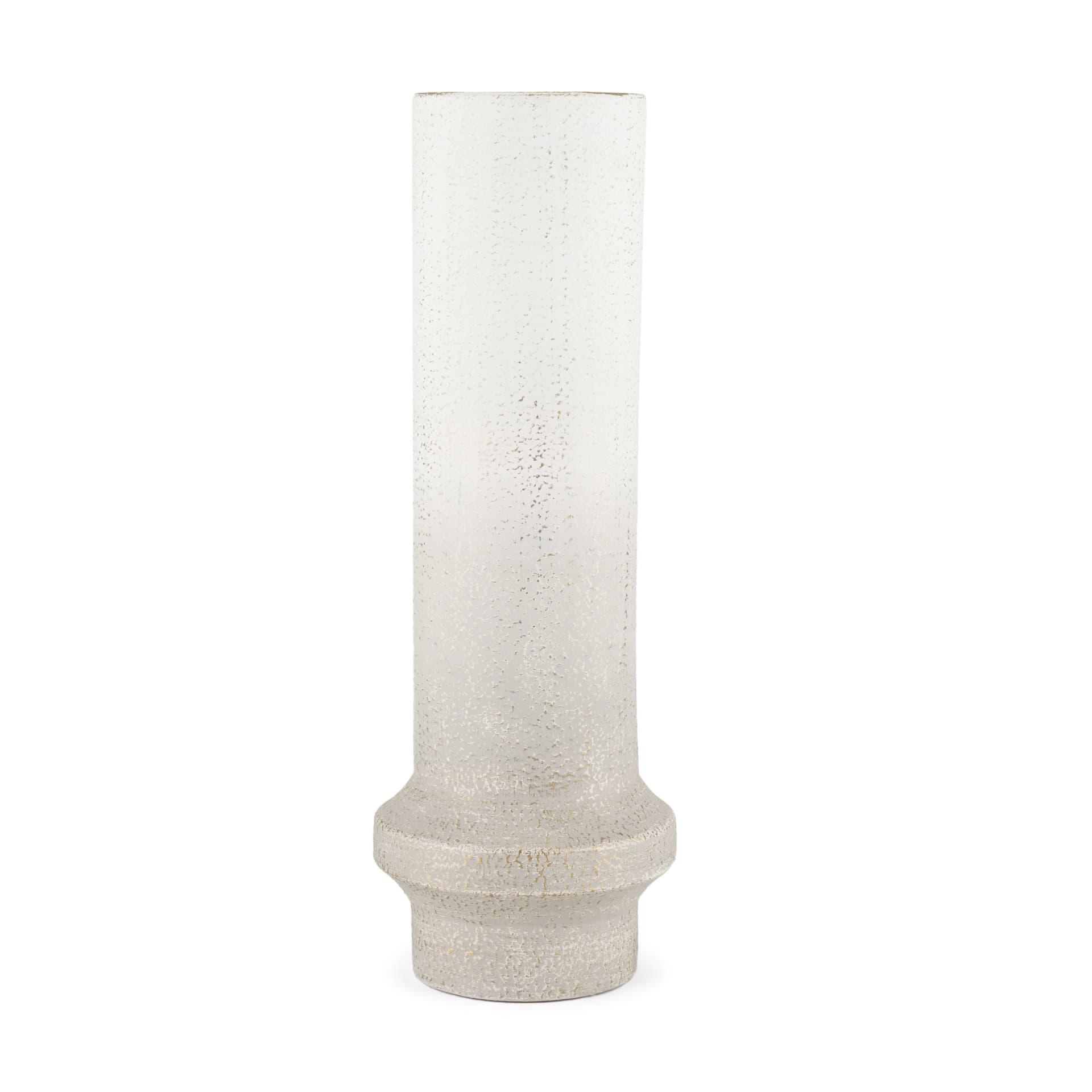 Tovah Tall Textured White w/ Gold Metal Vase — product photograph