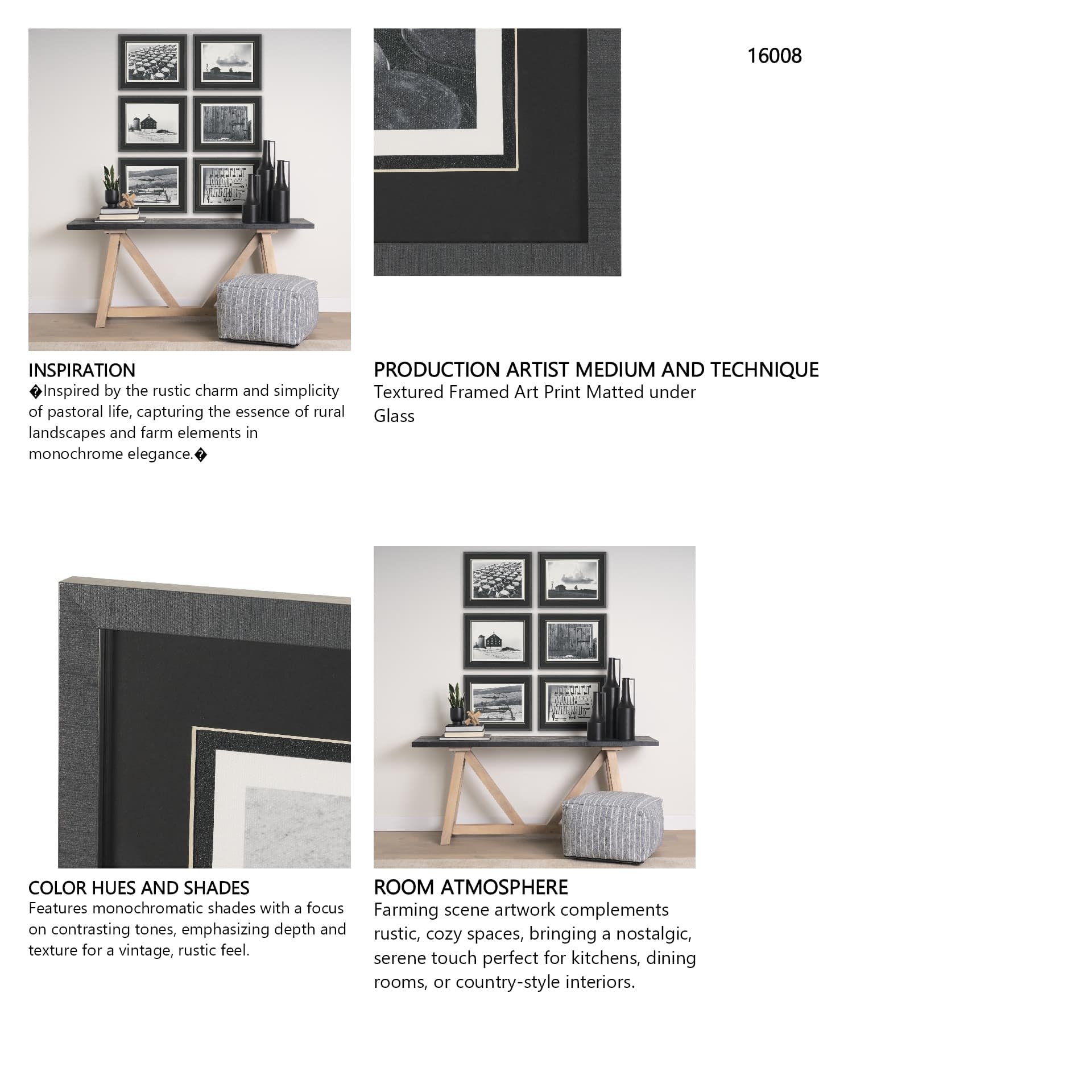Rural Rows (Set of 6) by The Chelsea Collection Textured Framed Art Print Matted under Glass — in a styled room