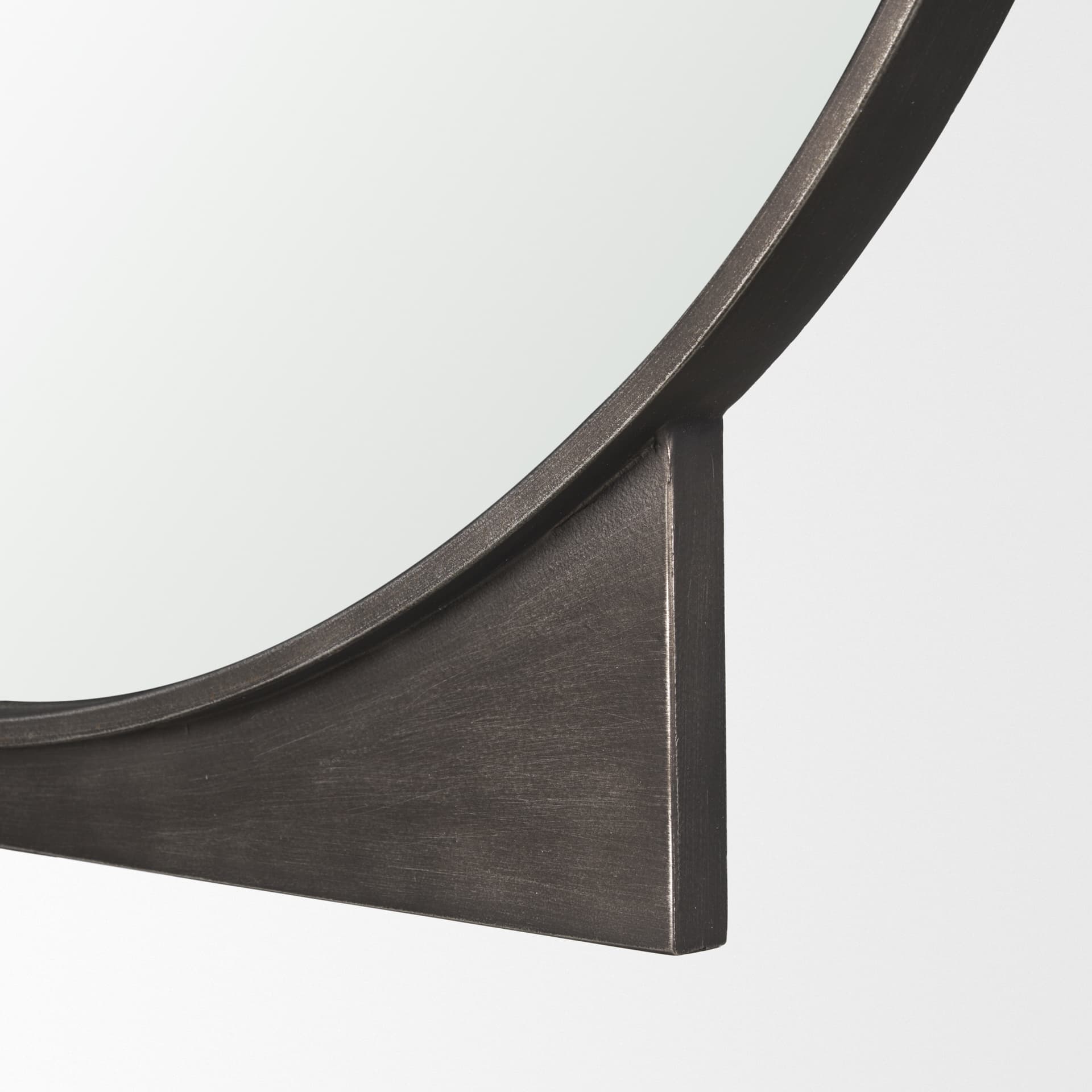 Tillie Round Gunmetal w/ Textured Metal Frame Wall Mirror — product photograph