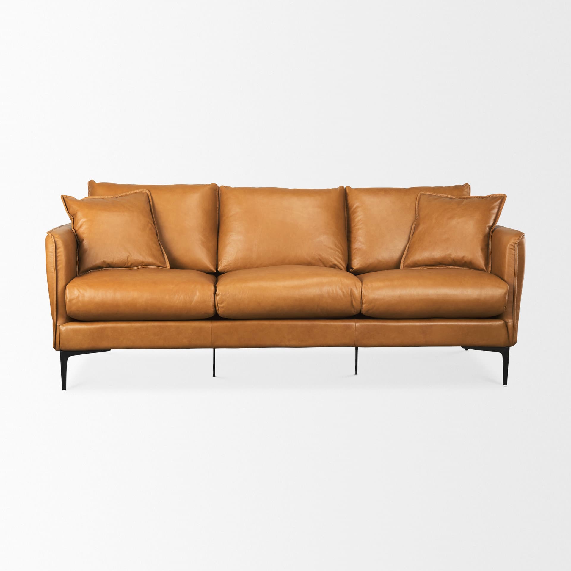 Lake Como 85.8W Tan Leather Three Seater Sofa — product photograph