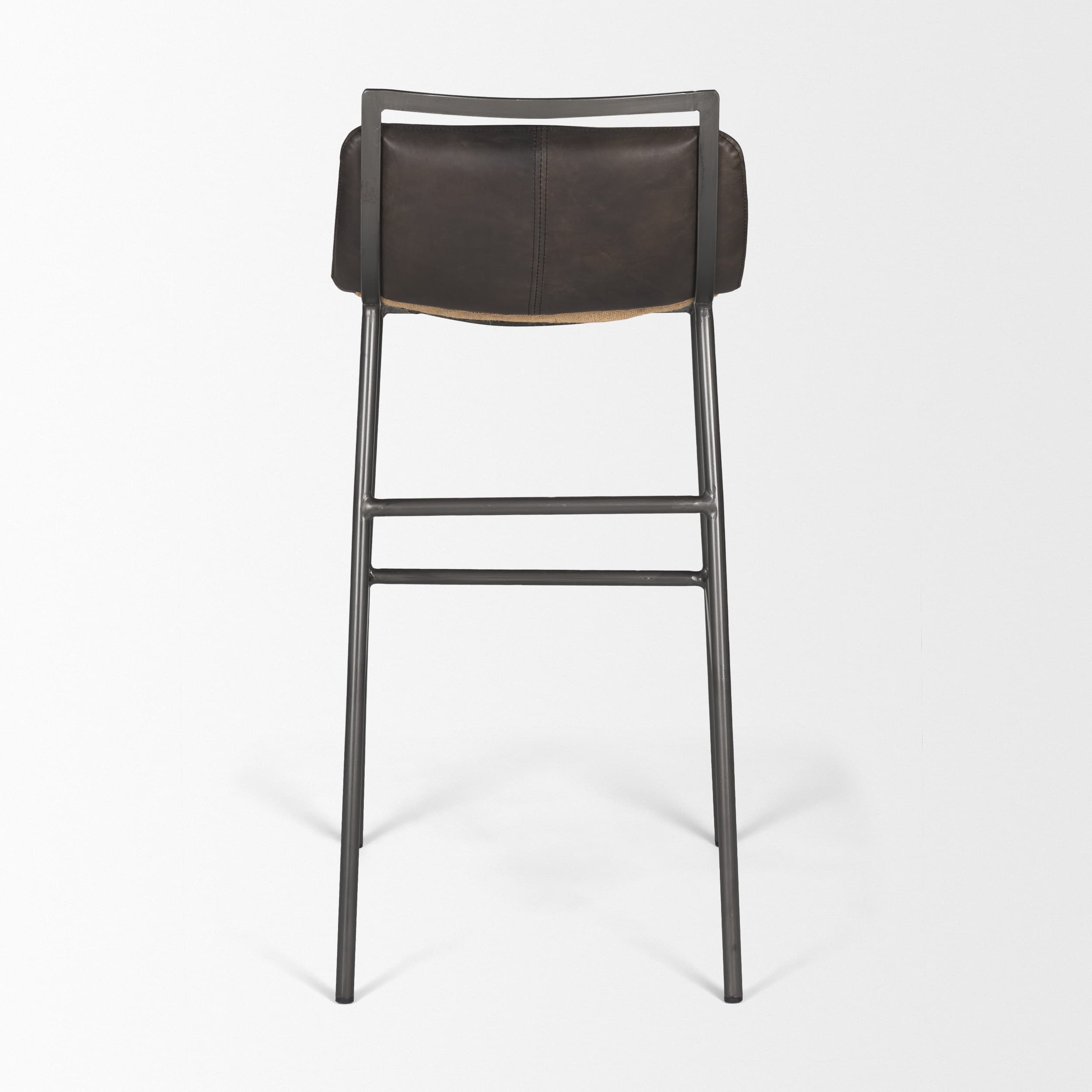 Kavalan Low Back 37.5in Seat Bar Stool | Ebony Leather w/ Black Metal — product photograph