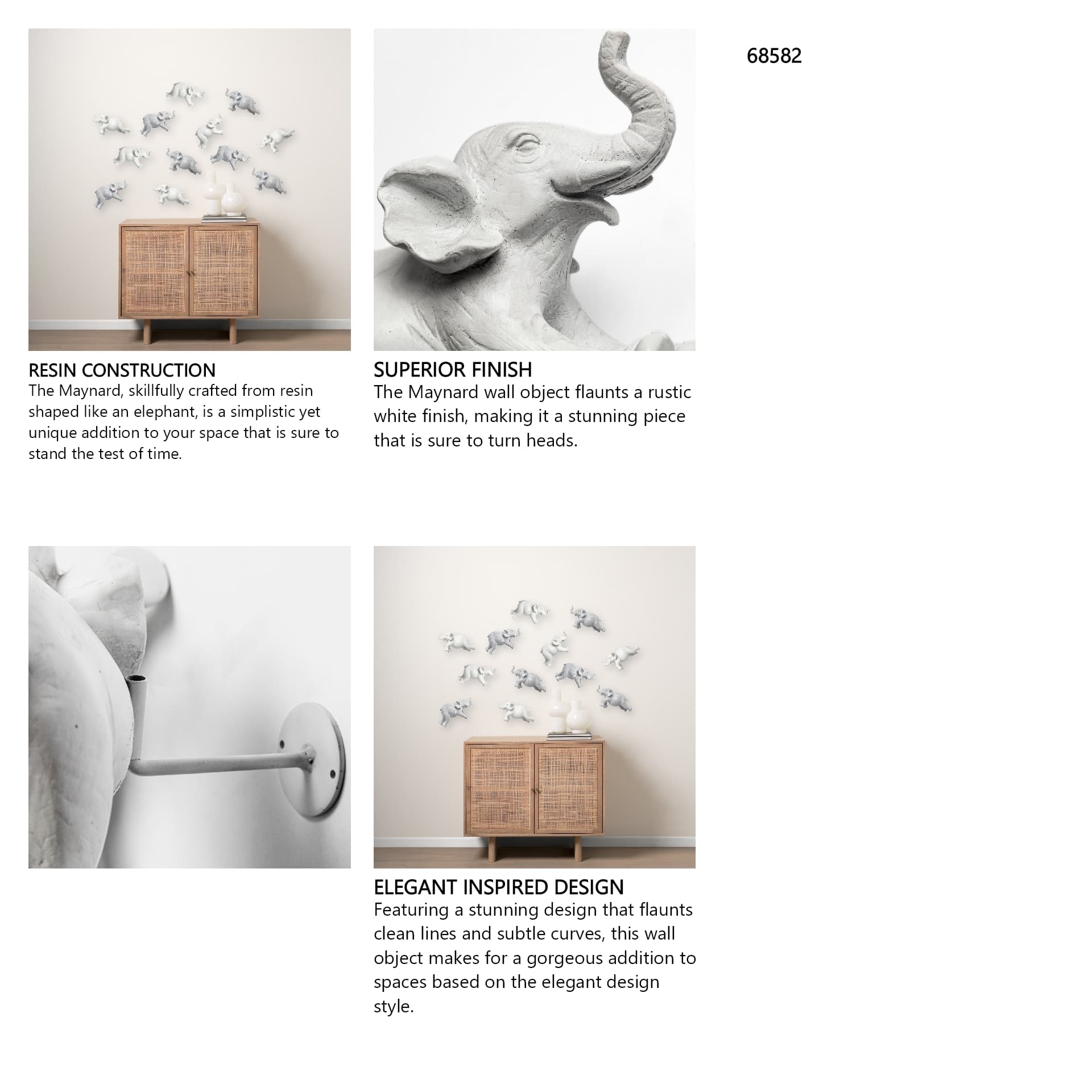 Maynard Set of 2 White Elephant Wall Decorations — in a styled room