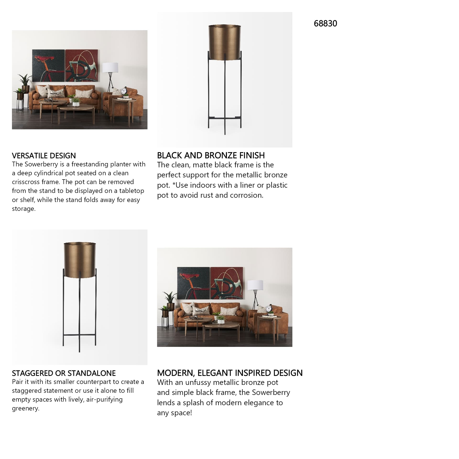 Sowerberry (Large) 11L x 11W x 33H Plant Stand — in a styled room