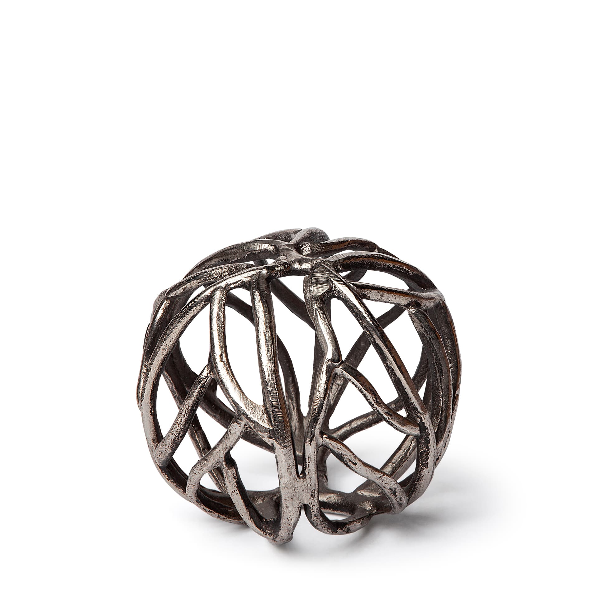 Sphaira I Small 5L x 5W Silver Cast Aluminum Decorative Tree Branch Orb — product photograph