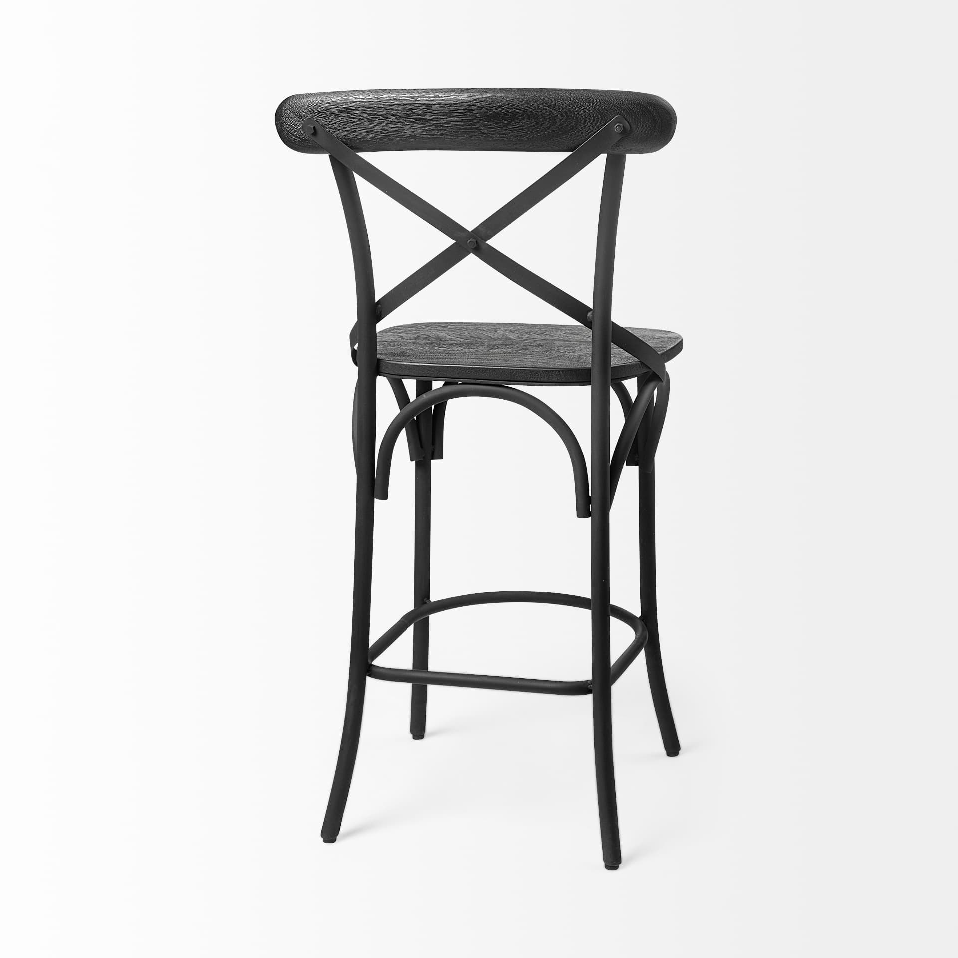Etienne Low Back 26.25in Seat Counter Stool | Black Wood w/ Metal — product photograph